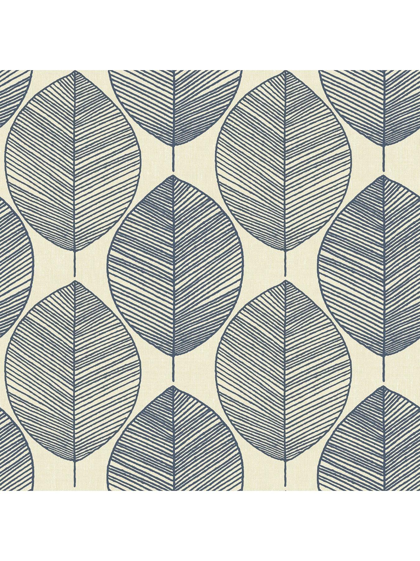Image 2 of 5 of ARTHOUSE Leaves Blue Wallpaper