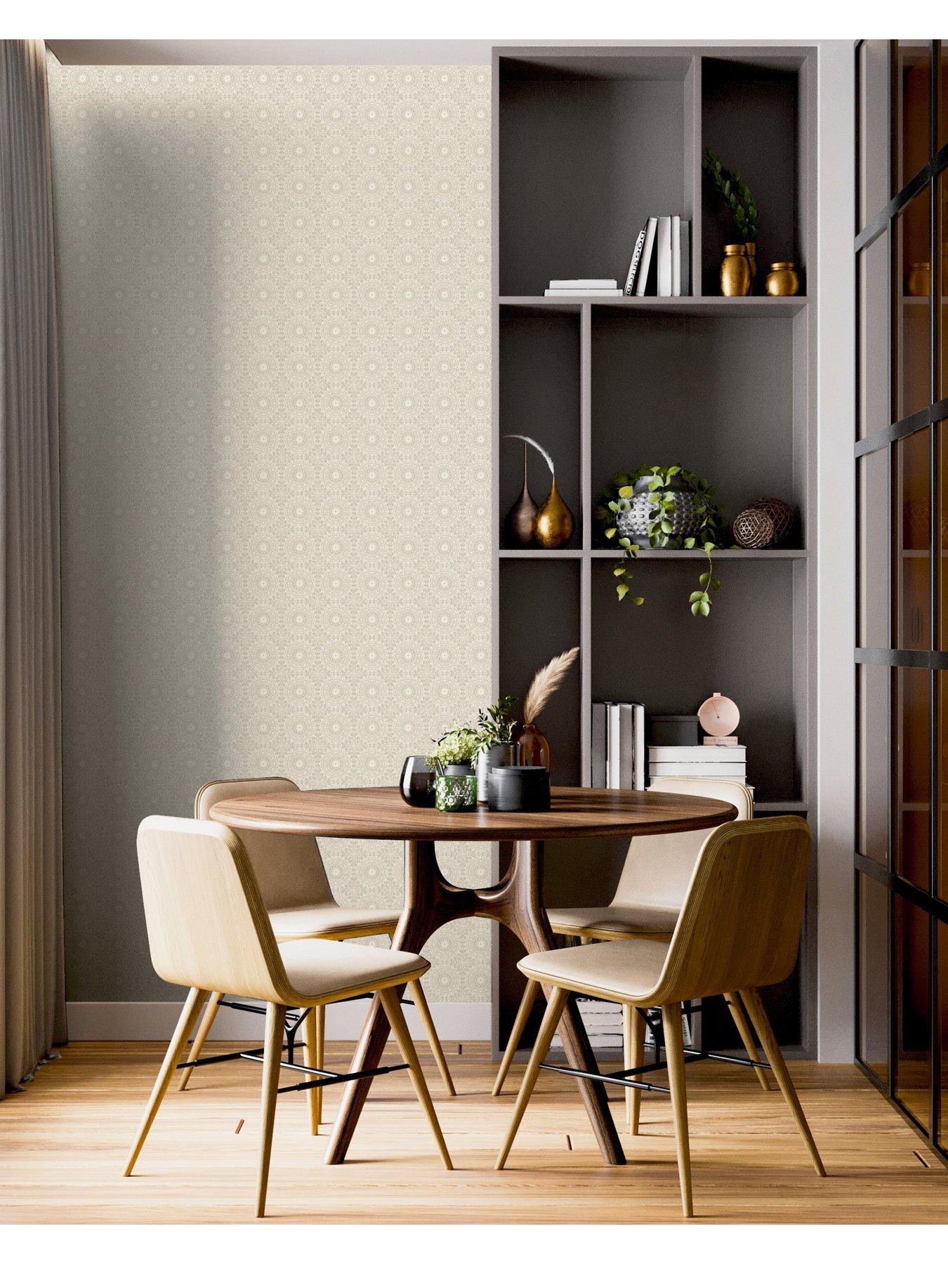  image of arthouse-symmetrical-chic-ivory-and-silver-wallpaper