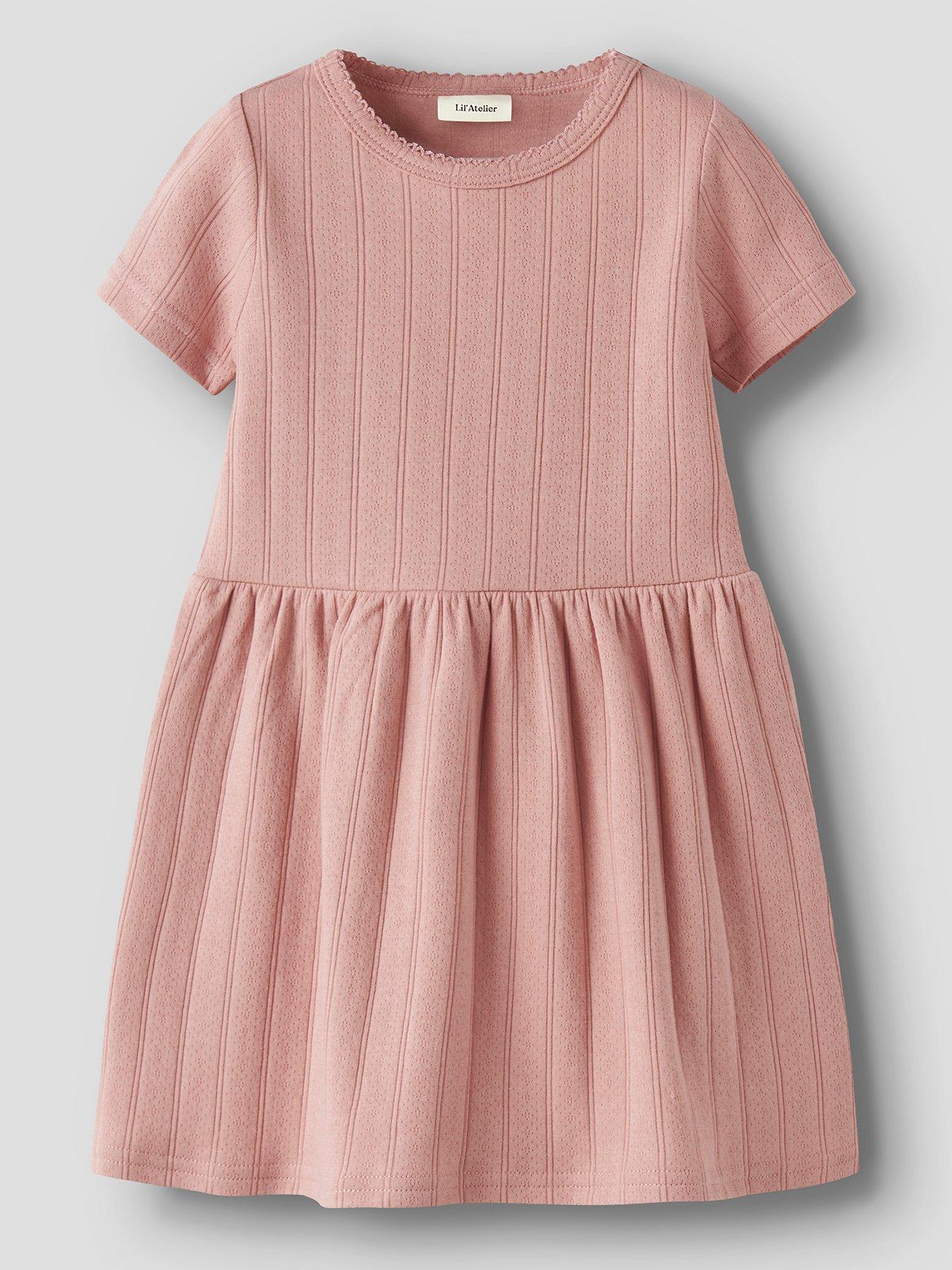 Lil Atelier Mini Girls Short Sleeve Jersey Dress - Pink
