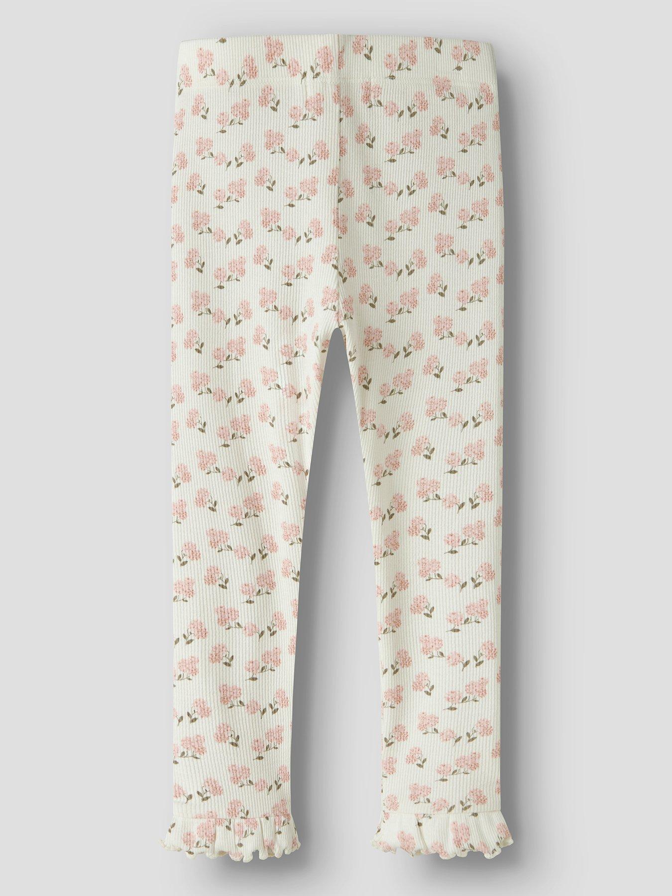 Lil Atelier Mini Girls Floral Leggings - Cream