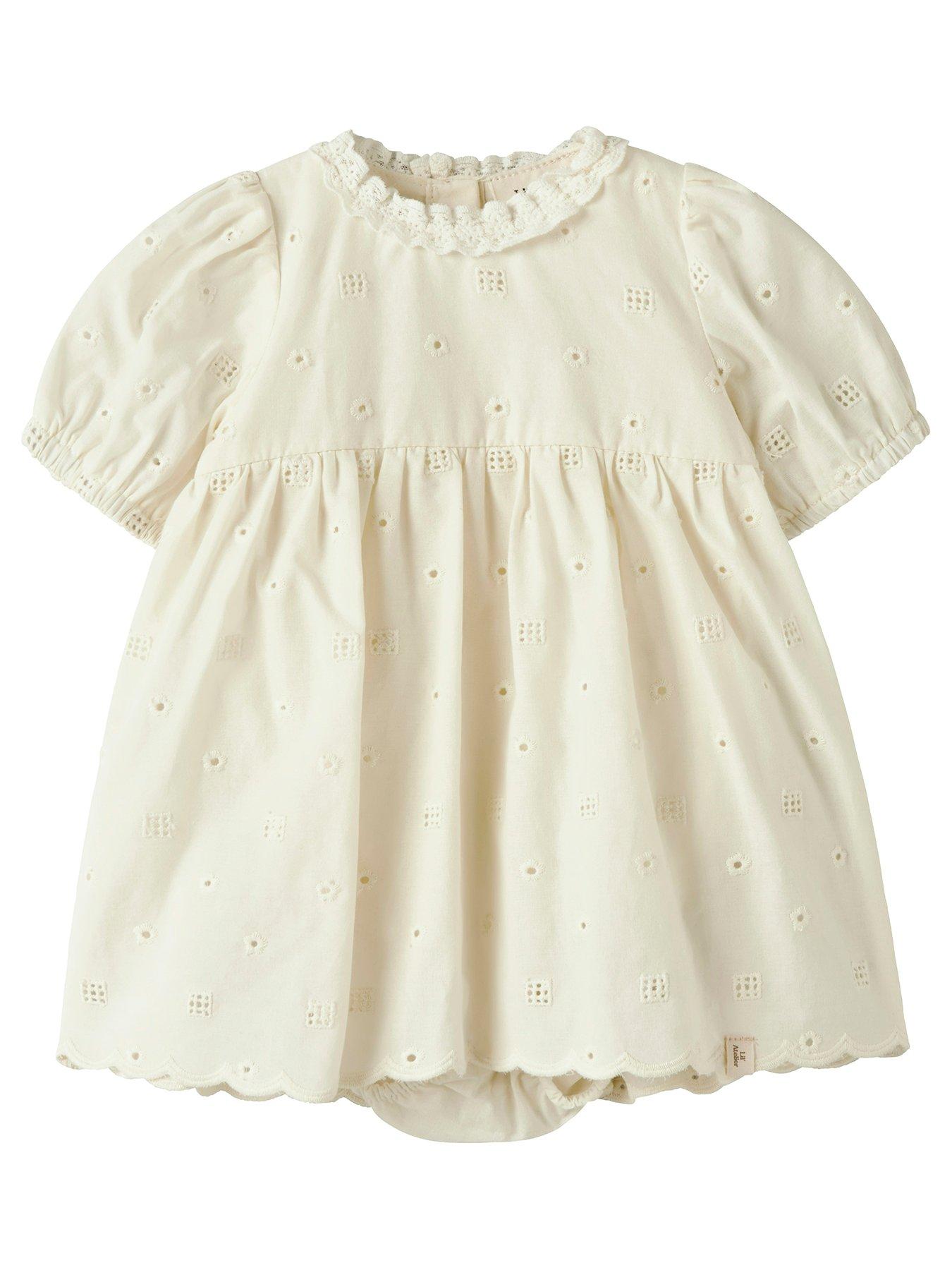 Lil Atelier Baby Girls Woven Short Sleeve Body Dress - Cream