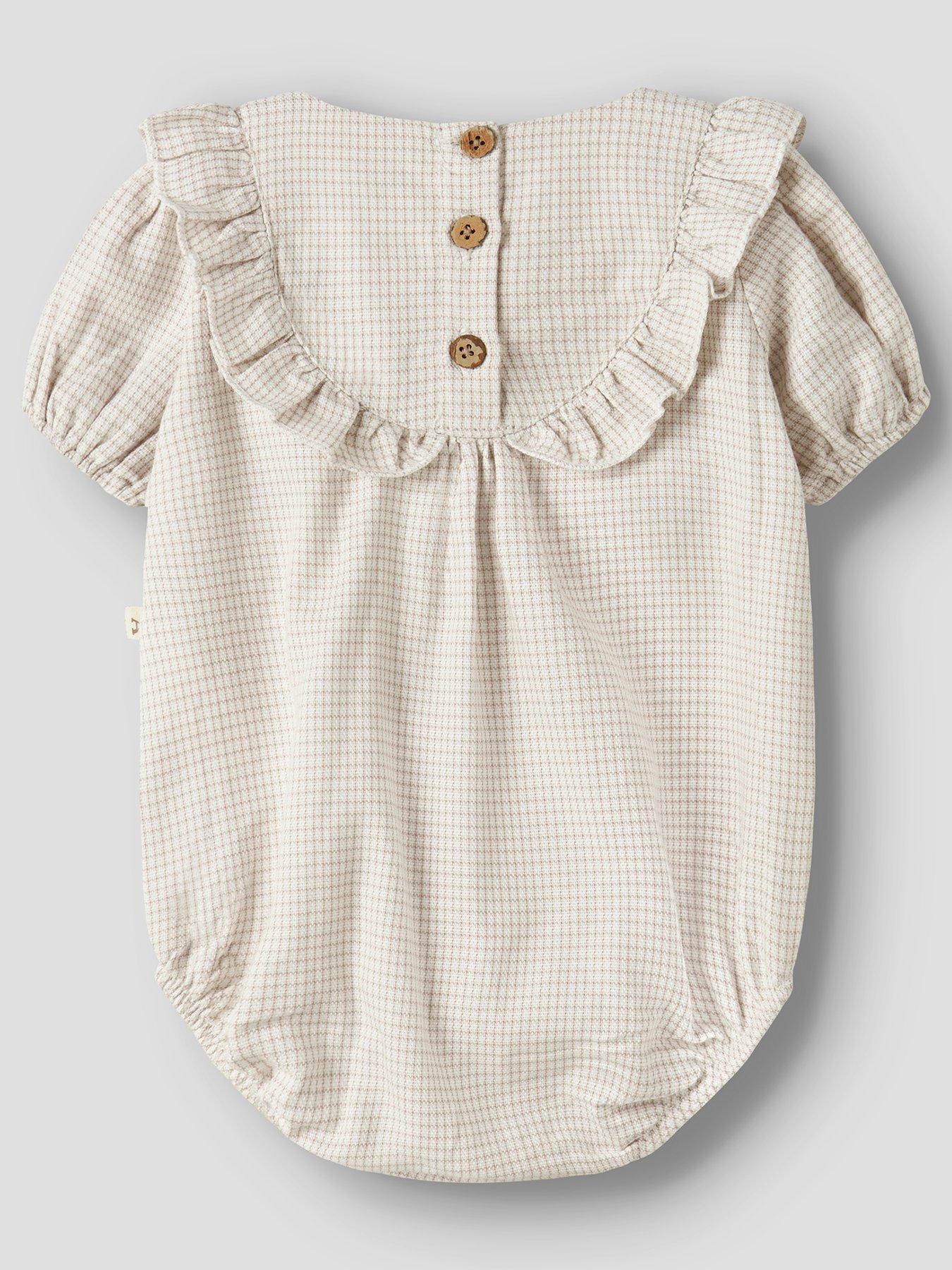 Image 2 of 3 of Lil Atelier Baby Girls Check Romper - Beige