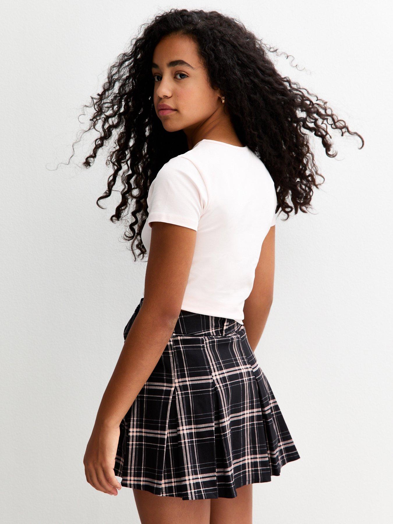  image of new-look-915-girls-check-buckled-skort-black