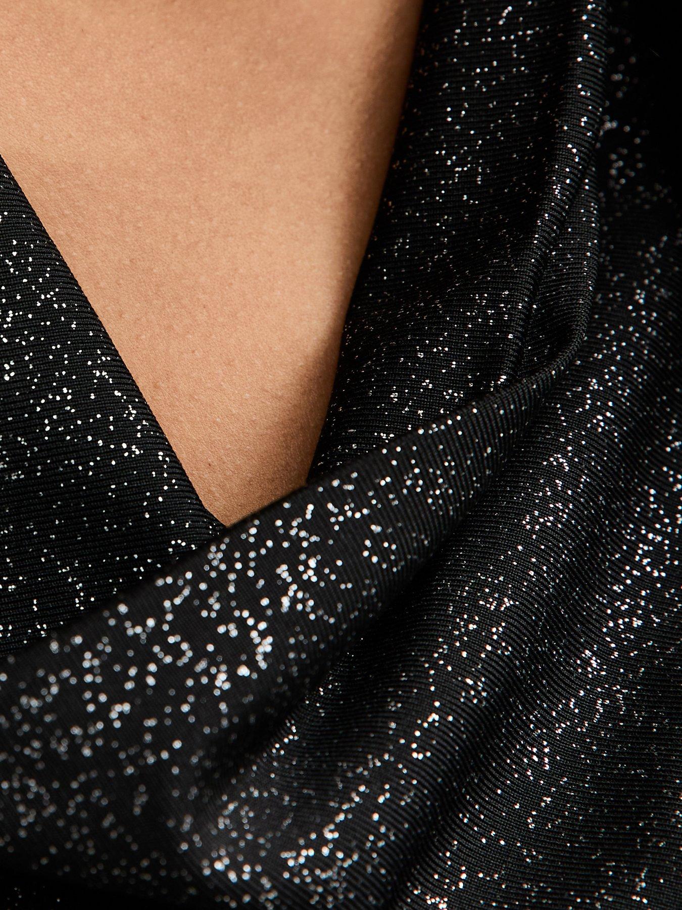  image of new-look-915-girls-sparkly-cowl-neck-top-black