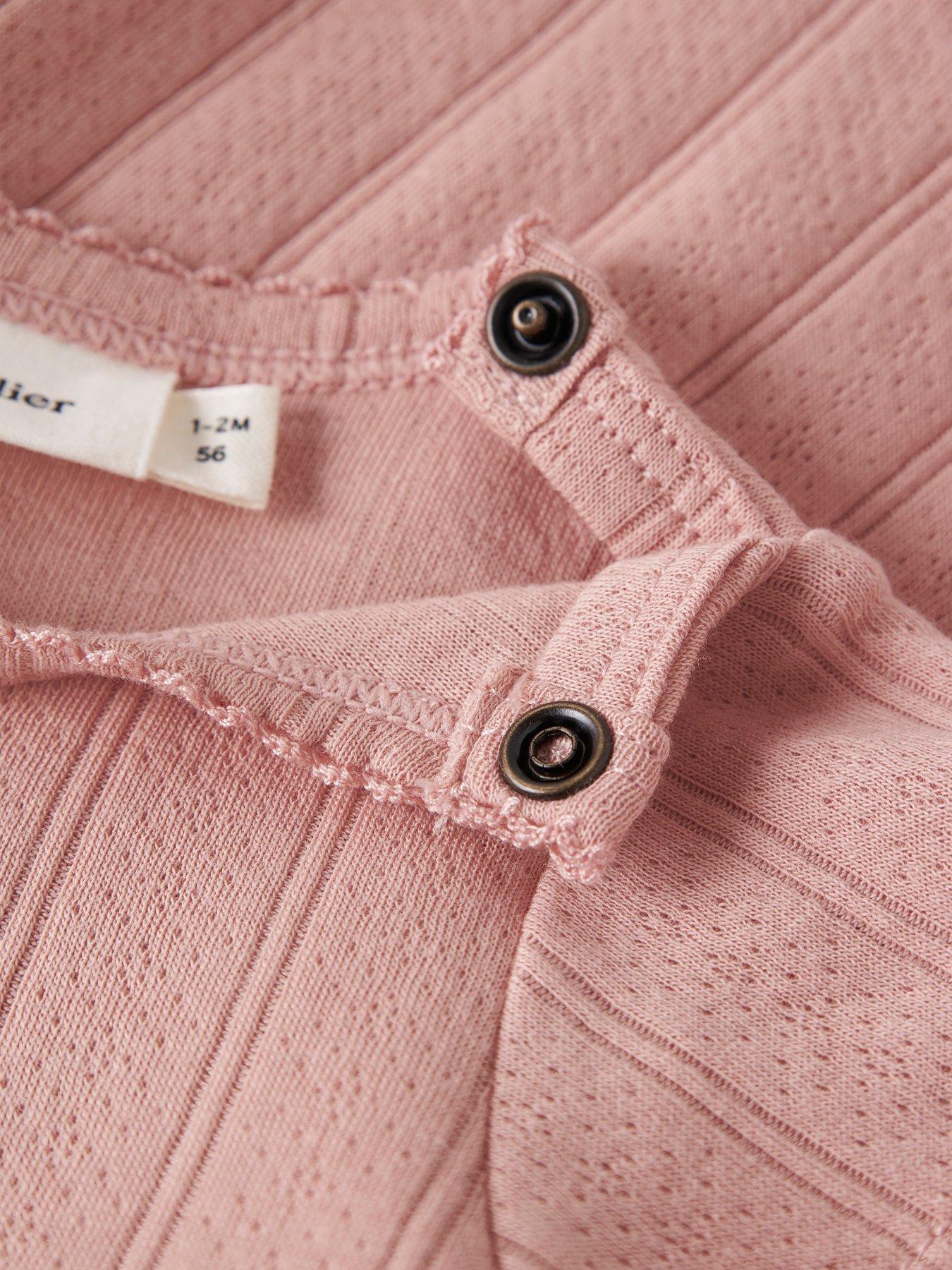 Image 3 of 3 of Lil Atelier Baby Girls Short Sleeve Jersey Pointelle Body Dress - Pink