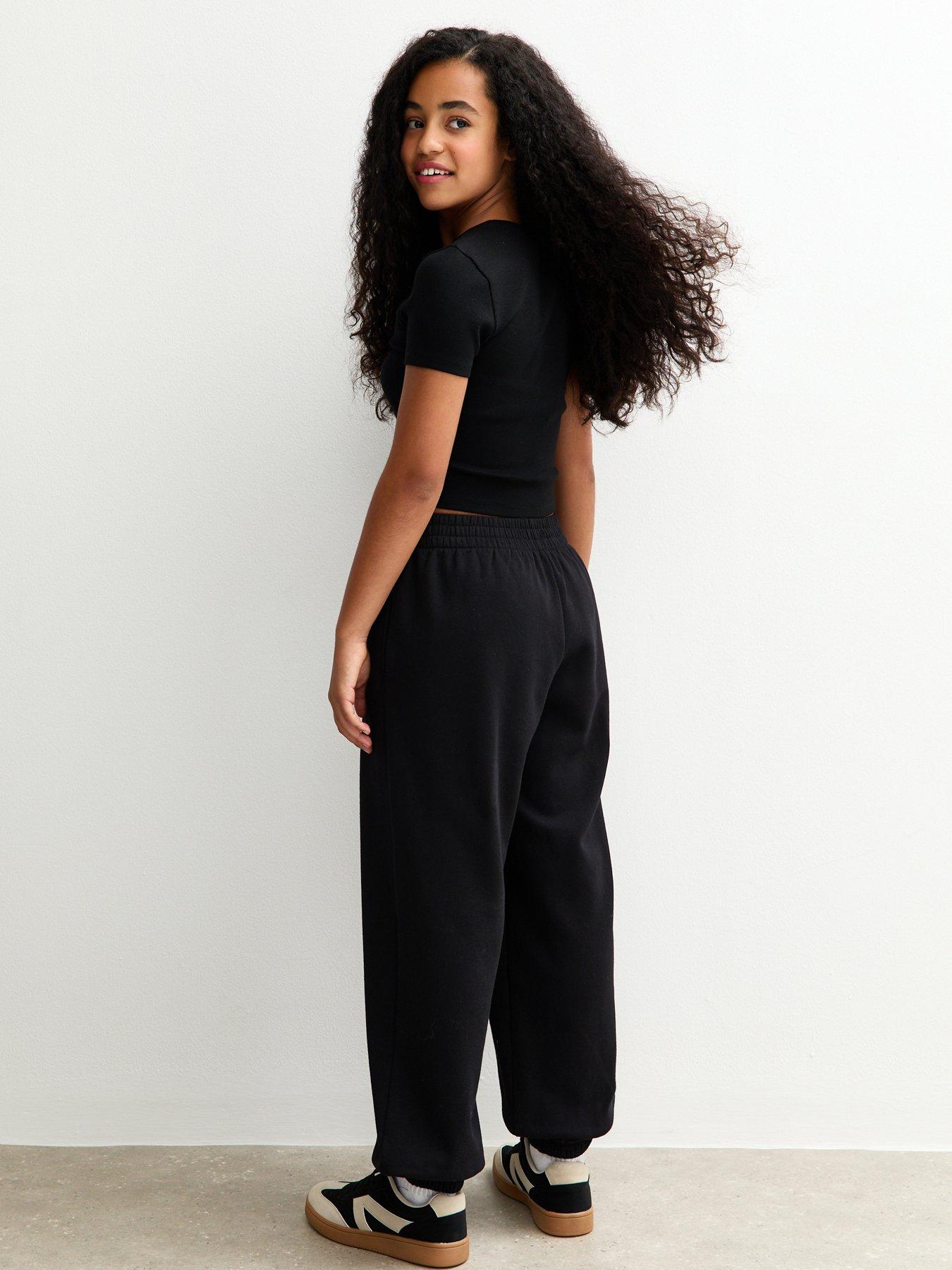  image of new-look-915-girls-oversized-cuff-joggers-balck