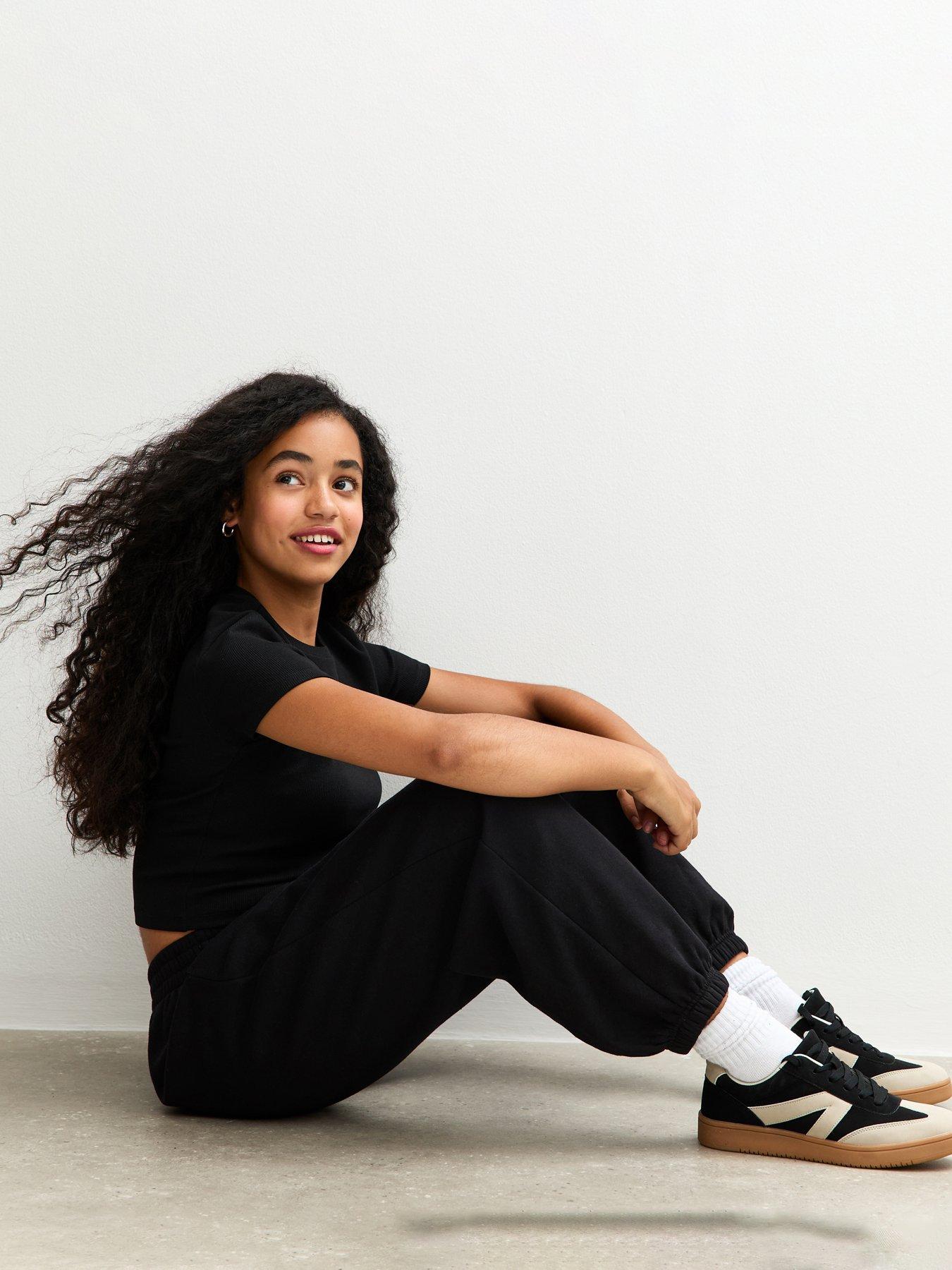  image of new-look-915-girls-oversized-cuff-joggers-balck