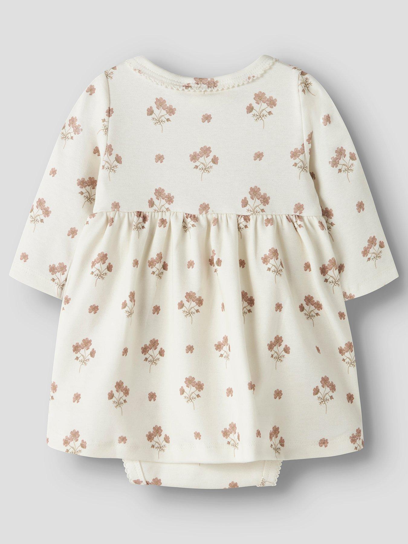 Image 2 of 3 of Lil Atelier Baby Girls Floral Jersey Body Dress - Cream