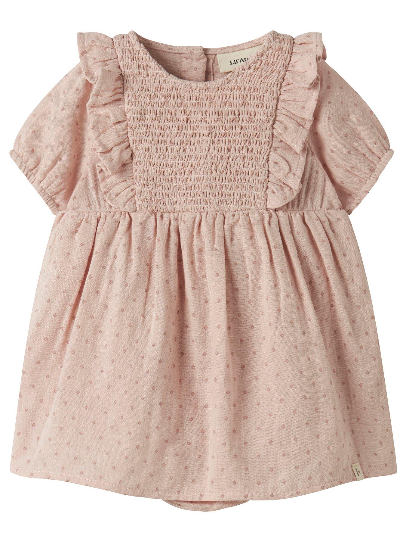 Image 2 of 4 of Lil Atelier Baby Girls Woven Short Sleeve Body Dress - Light Pink