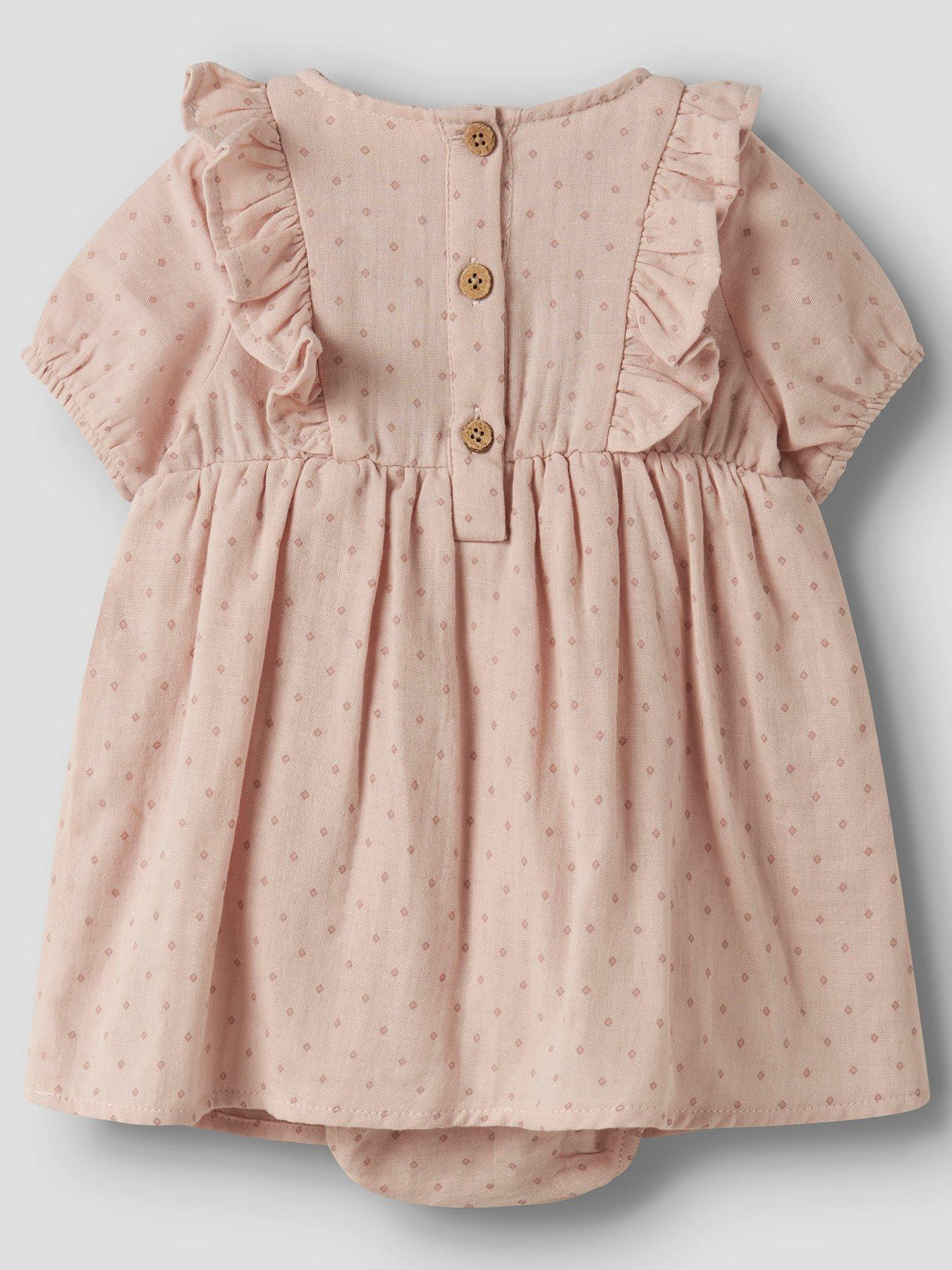 Image 3 of 4 of Lil Atelier Baby Girls Woven Short Sleeve Body Dress - Light Pink