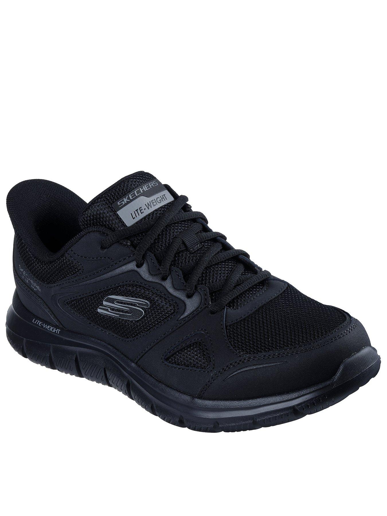 Skechers Slip-Ins Lace Up Sneaker W/ Overlays  &  Memory Foam - Black