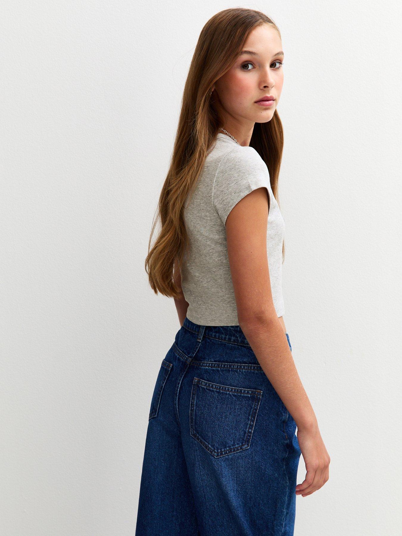 stillFront image of new-look-915-girls-eight-ball-print-t-shirt-gey