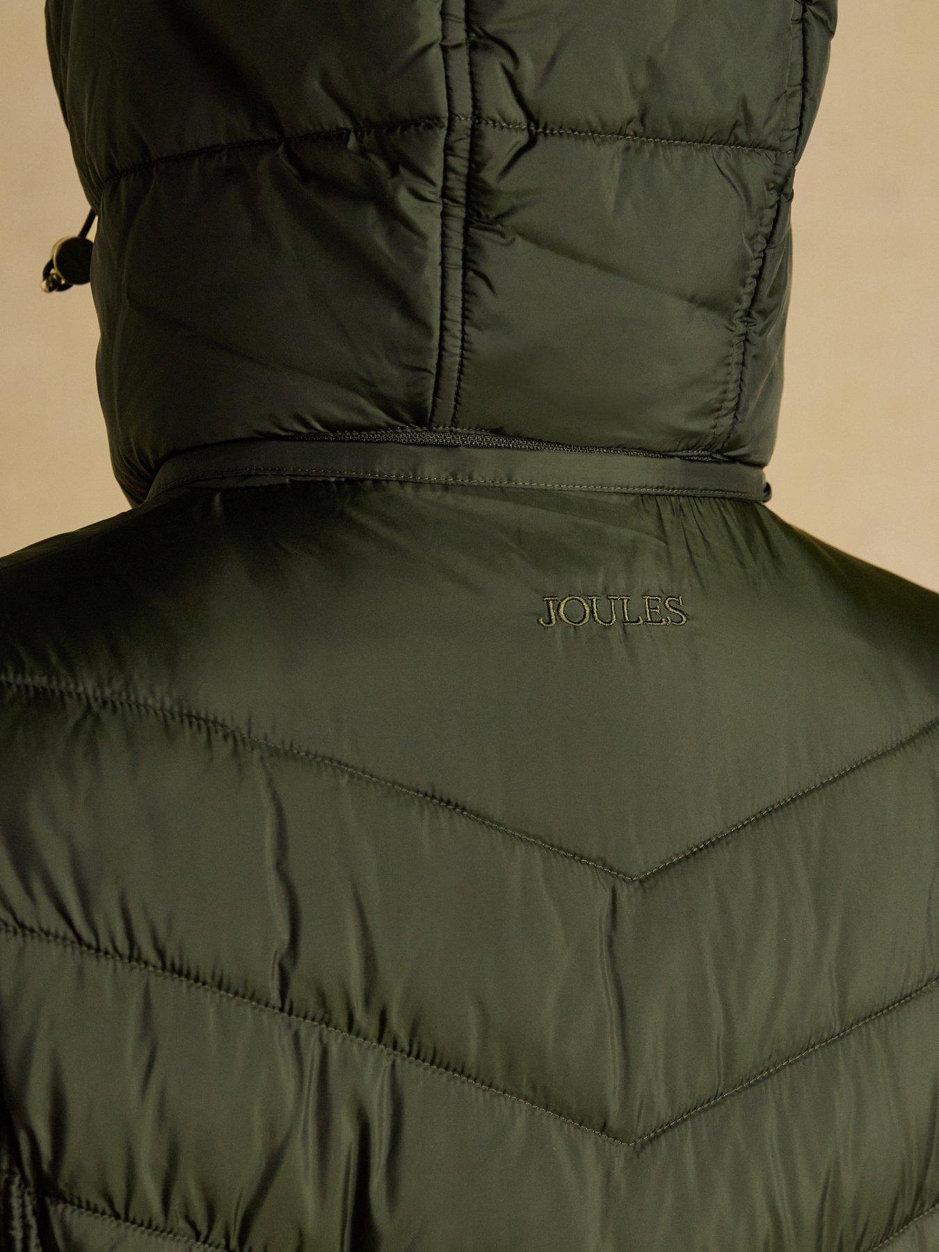  image of joules-pembury-showerproof-longline-padded-coat-with-hood-khaki-green