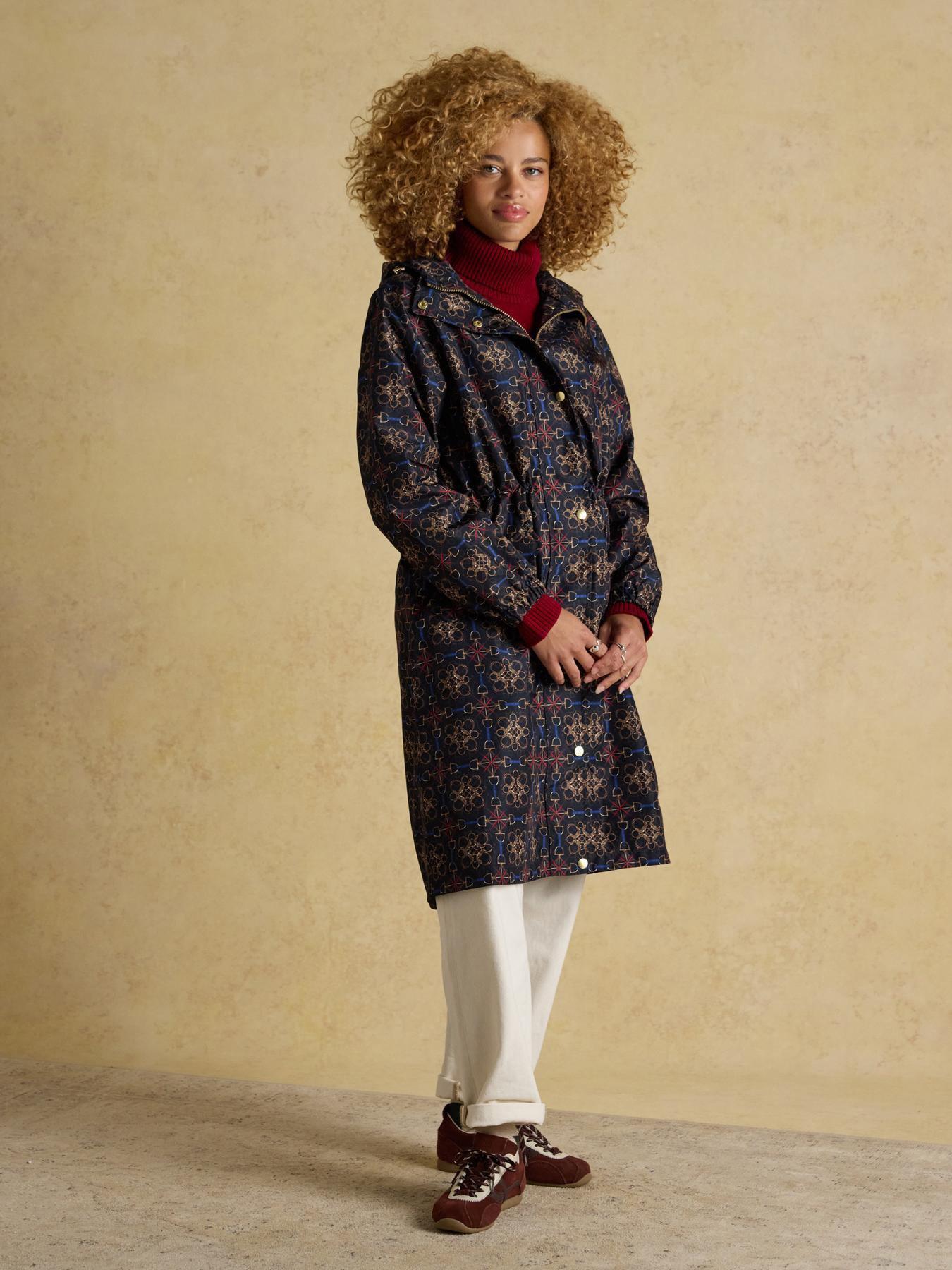 Joules Holkham Horse Tack Waterproof Packable Raincoat With Hood - Navy