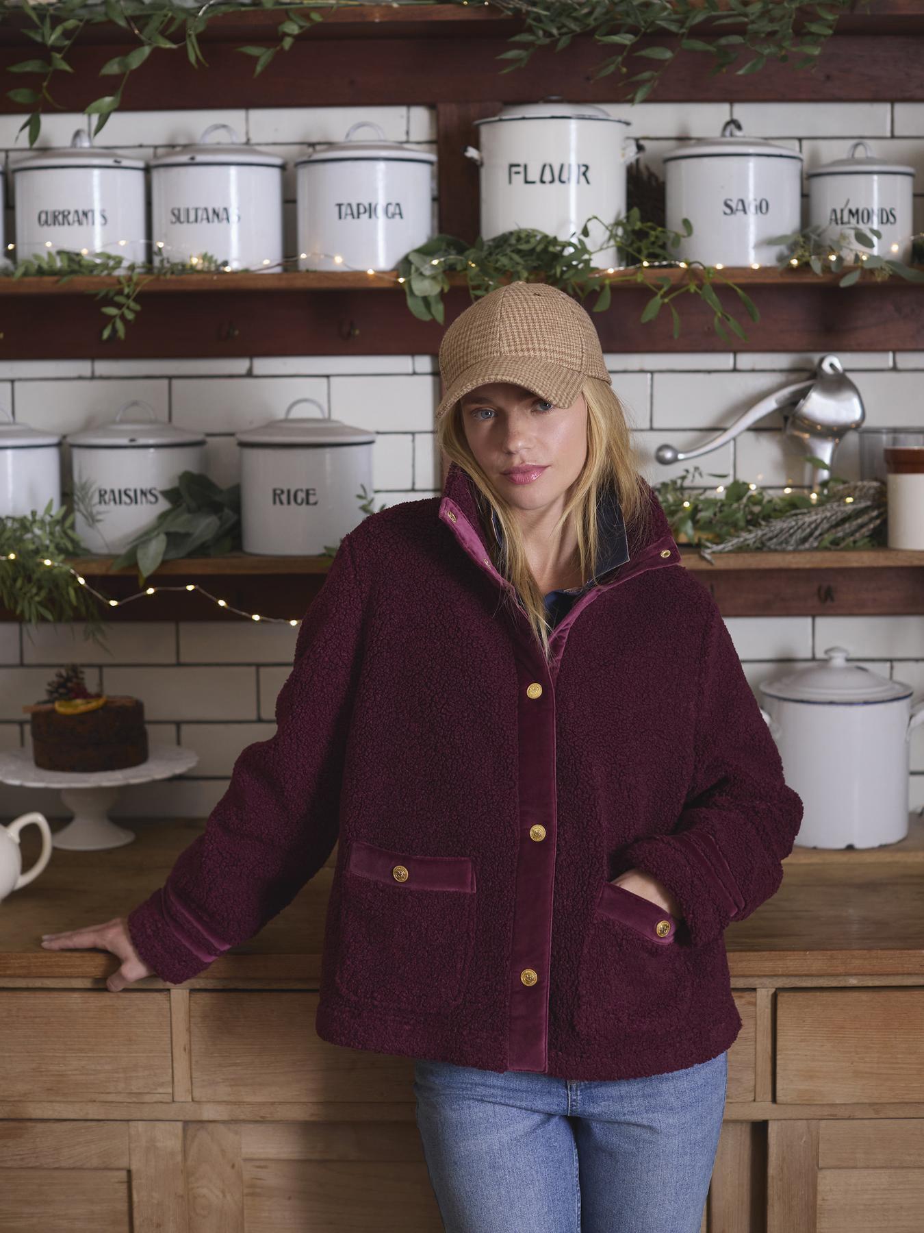 Joules Fleur Fleece Jacket - Burgundy Red