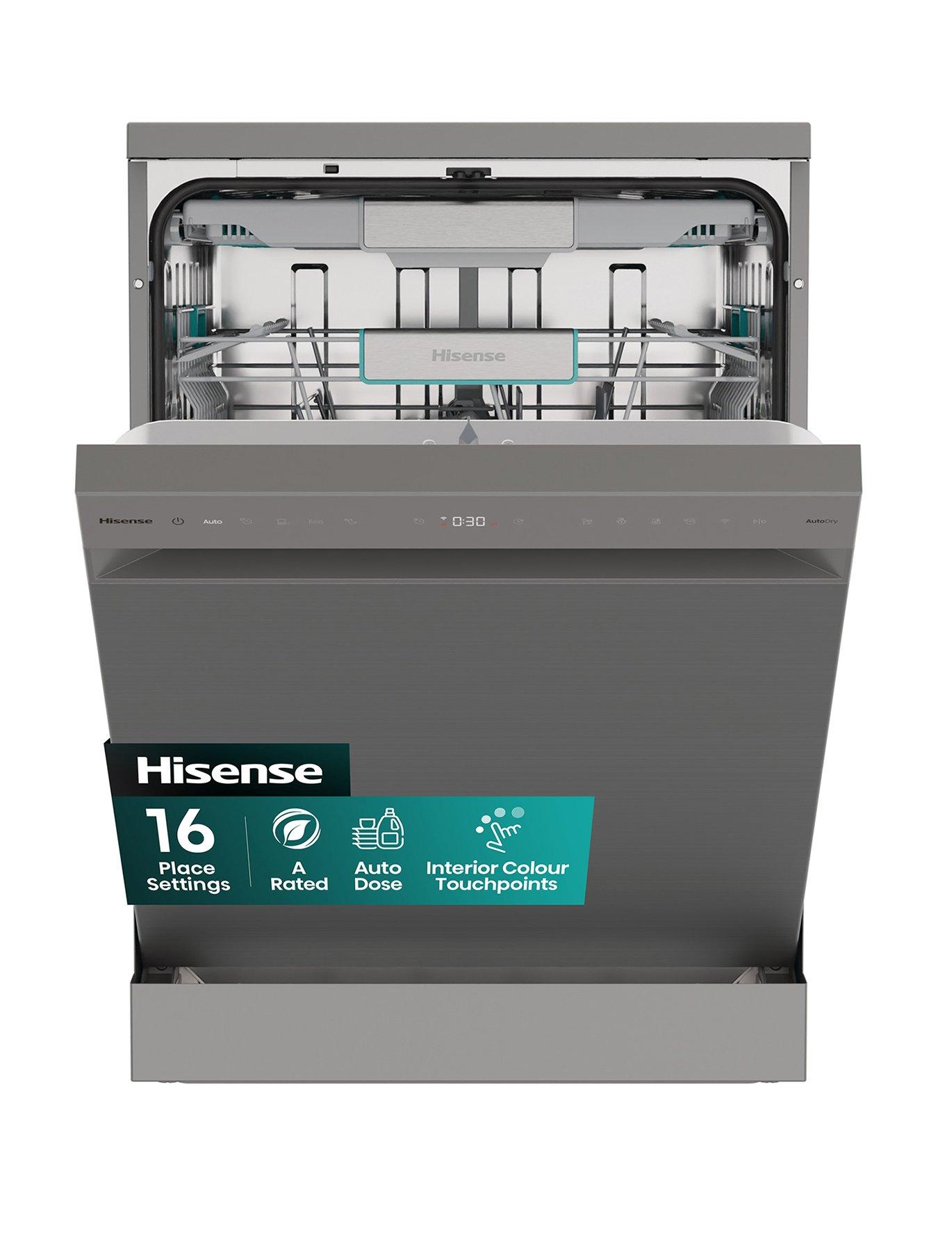 front image of hisense-auto-dose-hs693a90xaduk-full-size-wifi-enabled-dishwasher-stainless-steel