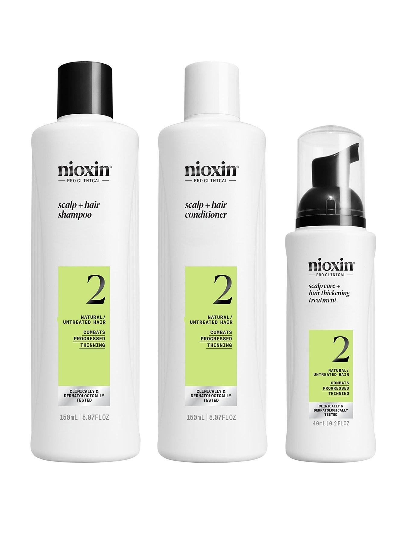 Nioxin Scalp + Hair Thickening System 2 for Natural Hair with Progressed Thinning, Trial Kit