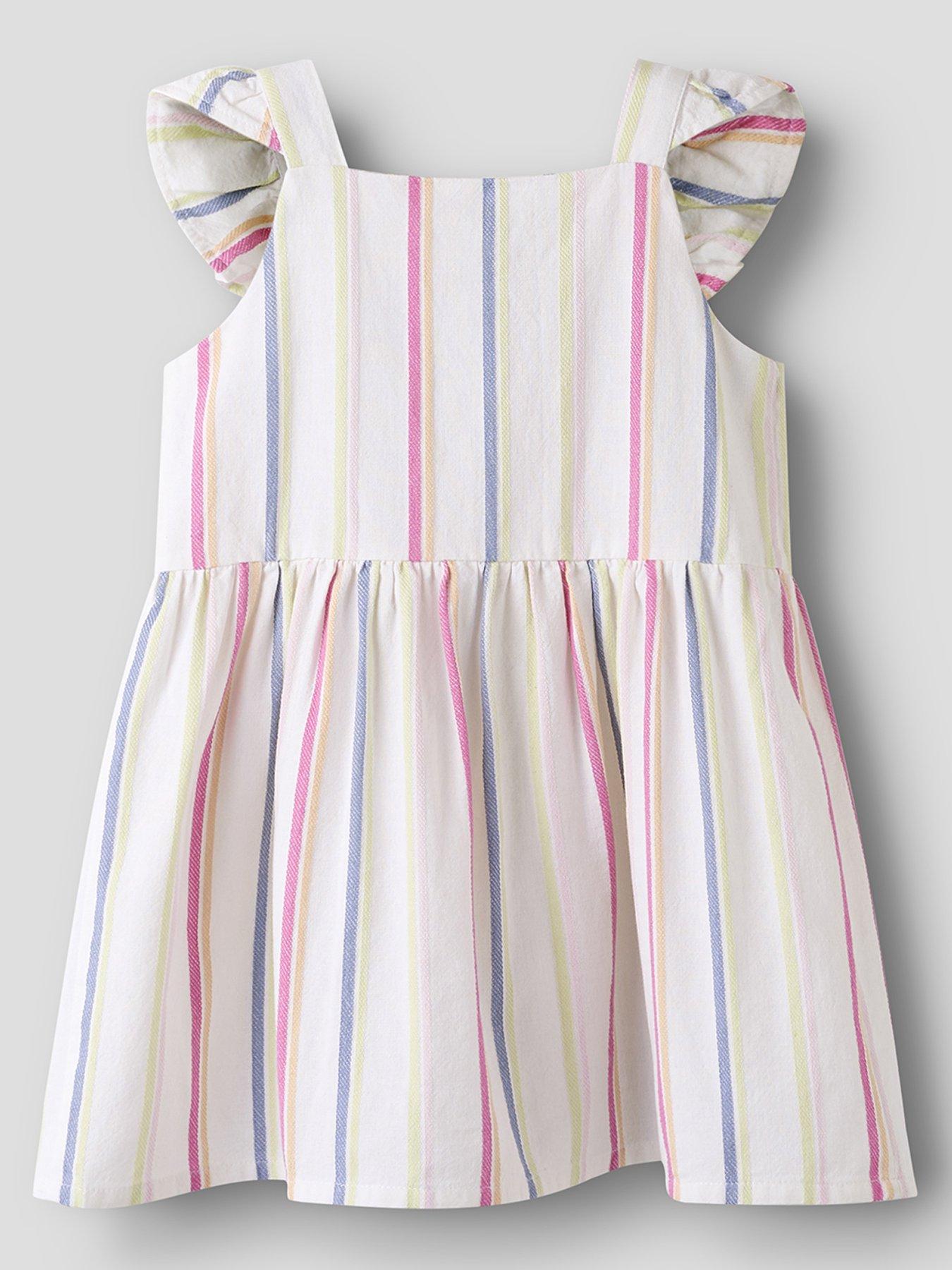 Name It Mini Girls Stripe Woven Dress - White