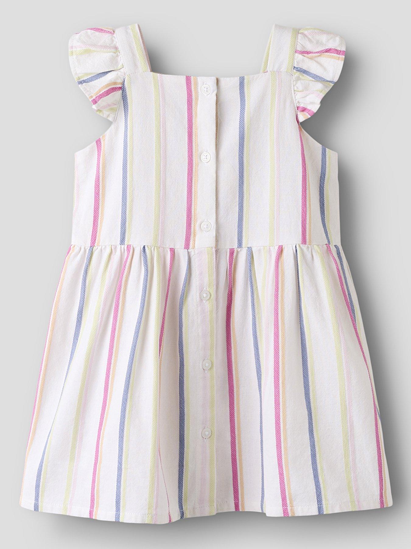 Image 2 of 3 of Name It Mini Girls Stripe Woven Dress - White