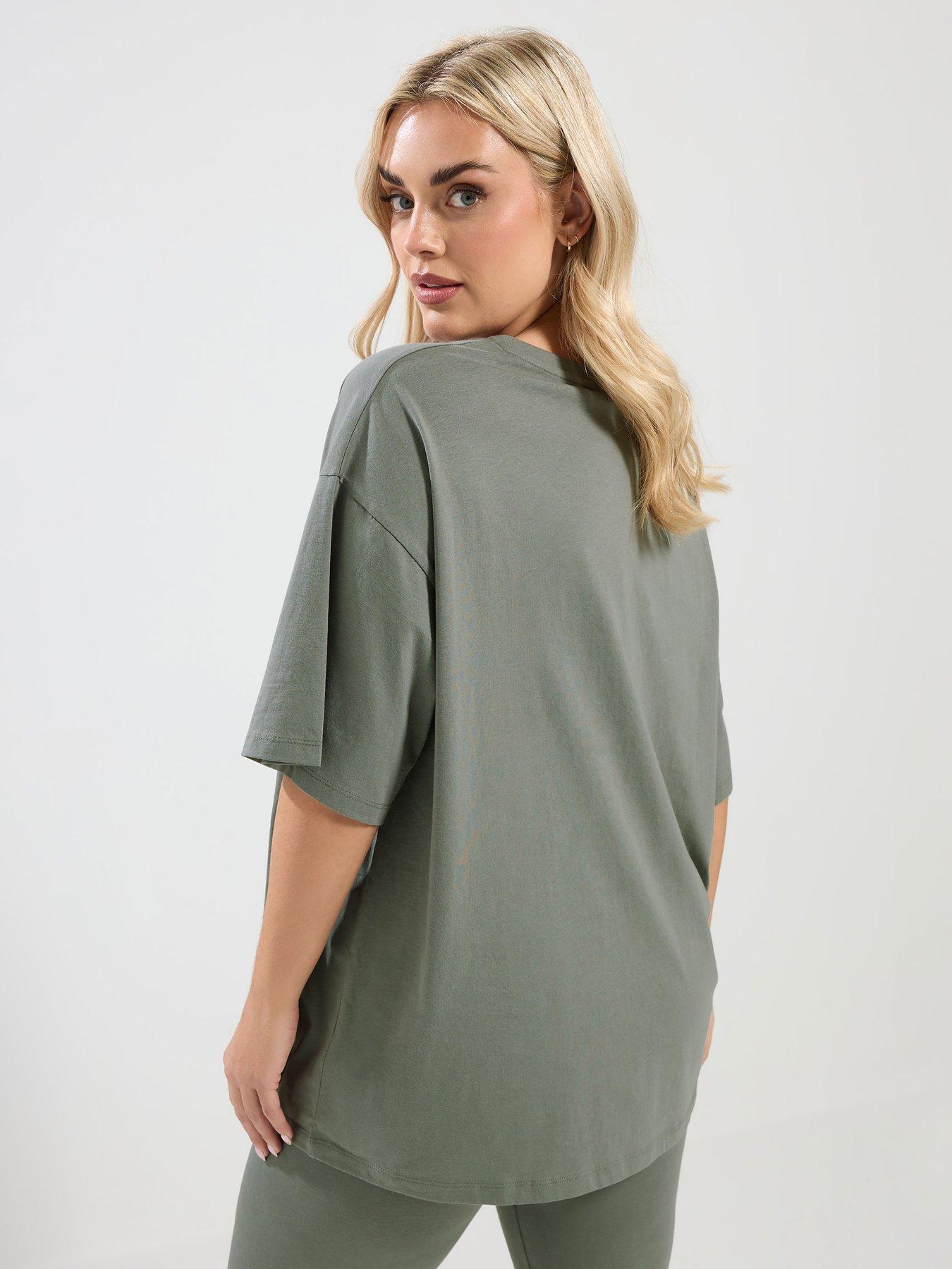 stillFront image of yours-curve-relaxed-t-shirt-green