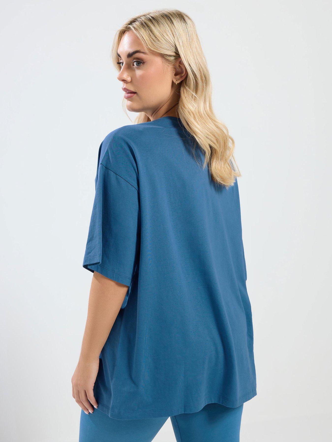 stillFront image of yours-curve-relaxed-t-shirt-blue