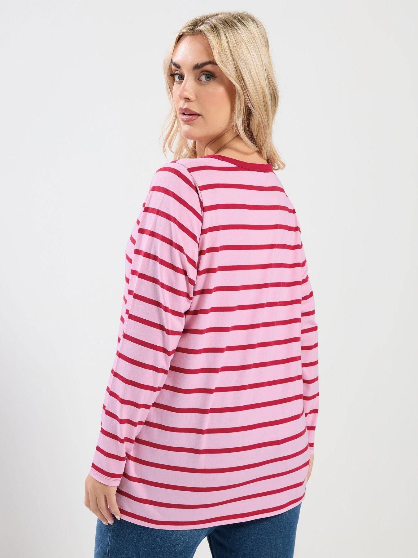 stillFront image of yours-curve-long-sleeve-t-shirt-pink