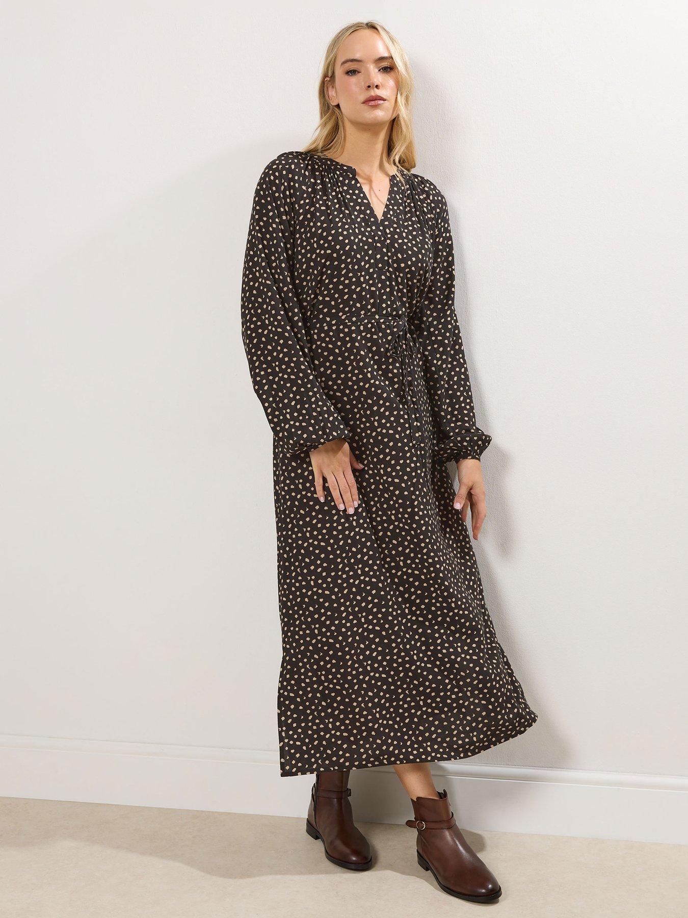  image of long-tall-sally-spot-midaxi-dress-black