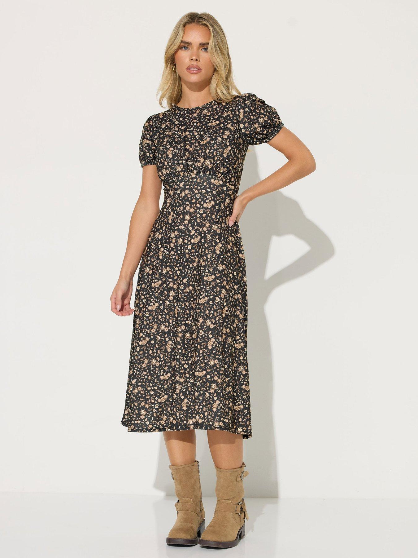  image of pixiegirl-petite-ditsy-midi-tea-dress-print