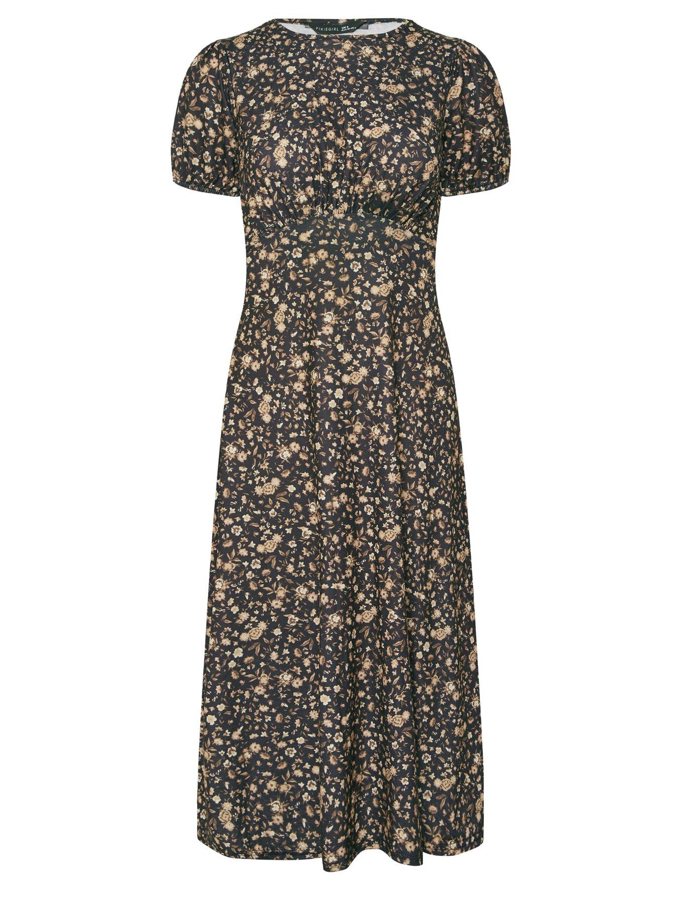 image of pixiegirl-petite-ditsy-midi-tea-dress-print