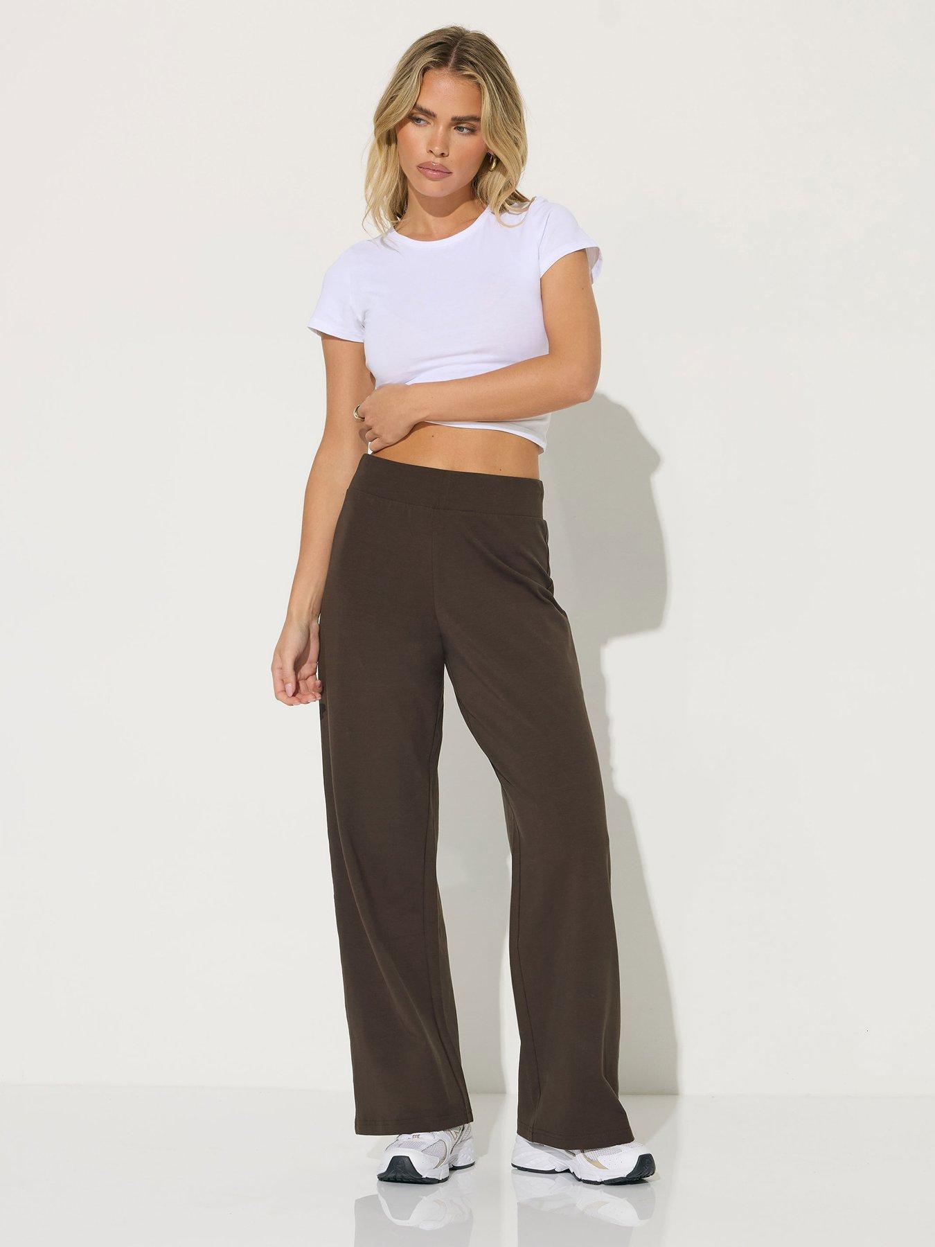 PixieGirl Petite Wide Leg Yoga Pant - Brown