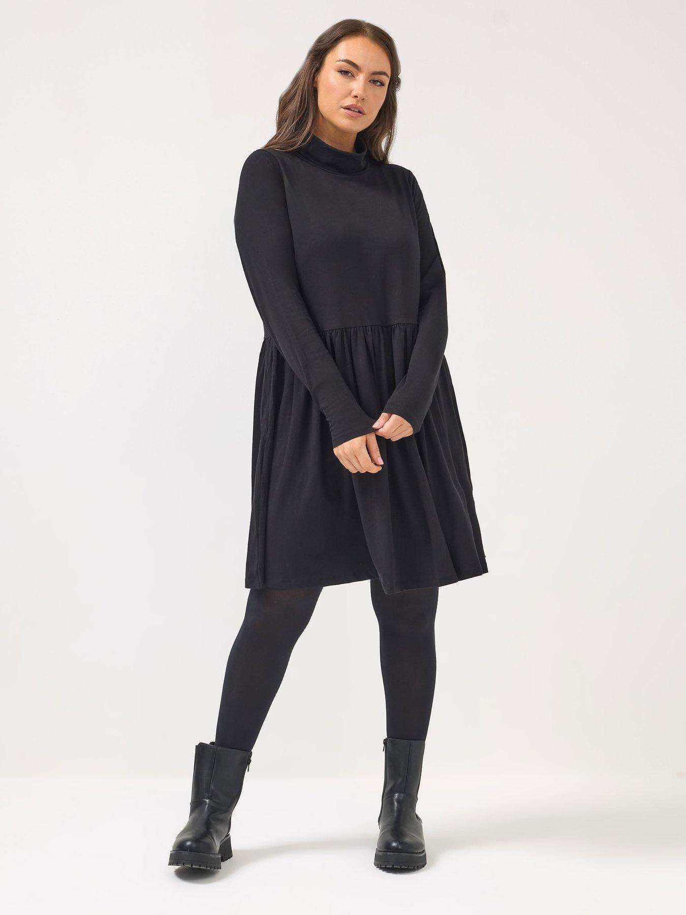 Yours Curve Turtle Neck Peplum Dress - Black