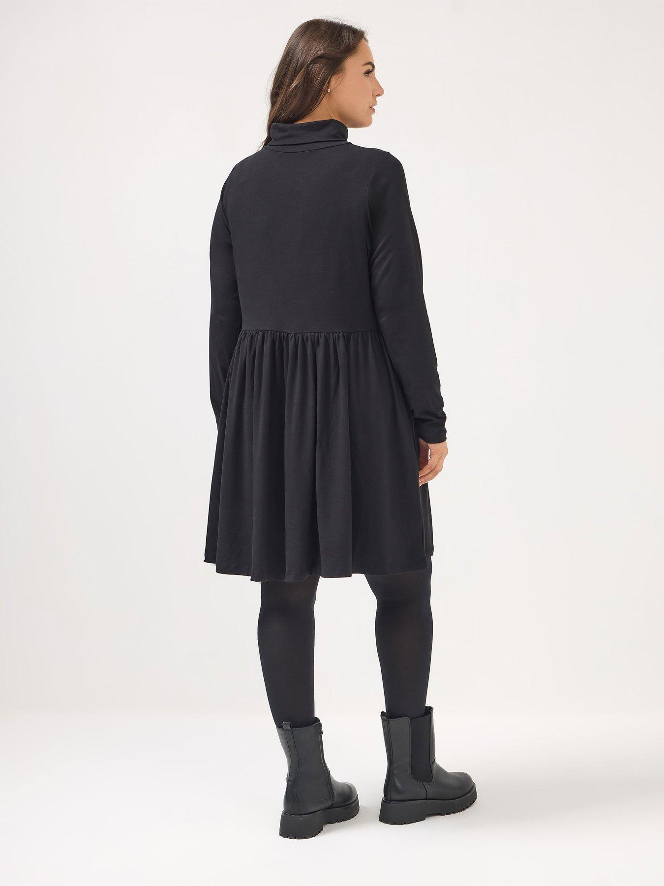 stillFront image of yours-curve-turtle-neck-peplum-dress-black