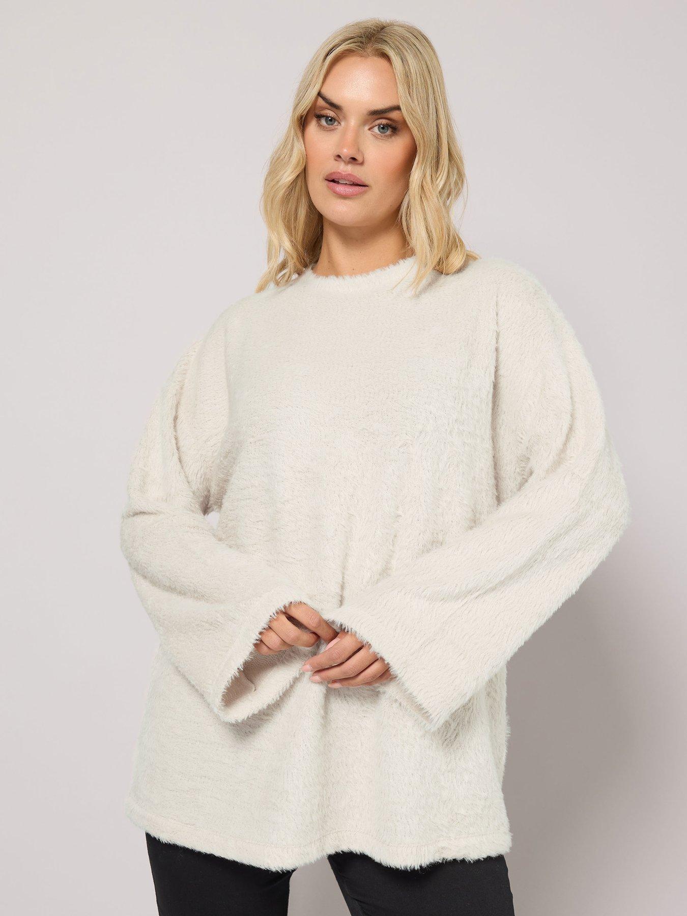 Yours Curve Eyelash Jumper - White