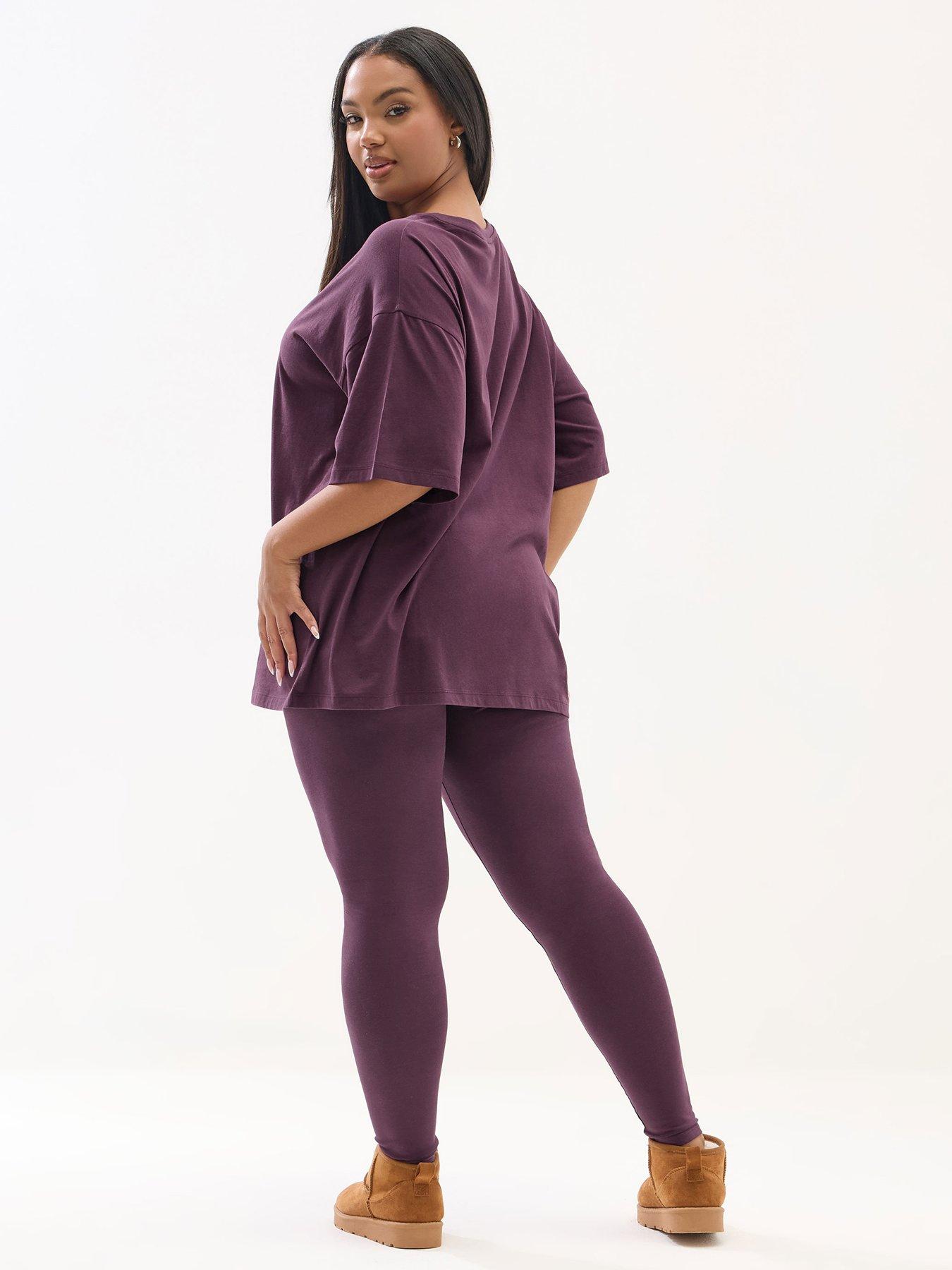 Image 2 of 4 of Yours Curve Top And Legging Set - Red
