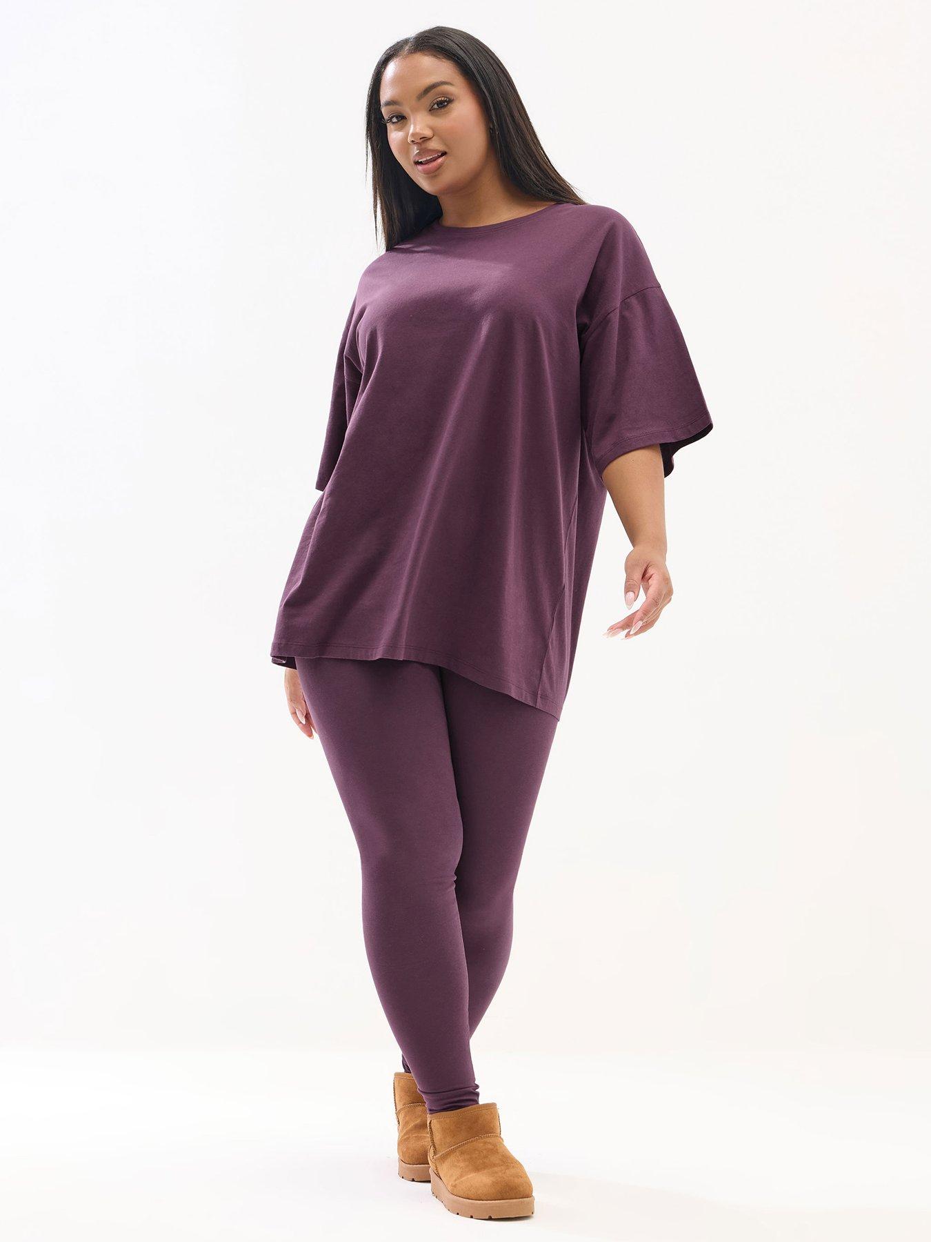 Image 3 of 4 of Yours Curve Top And Legging Set - Red