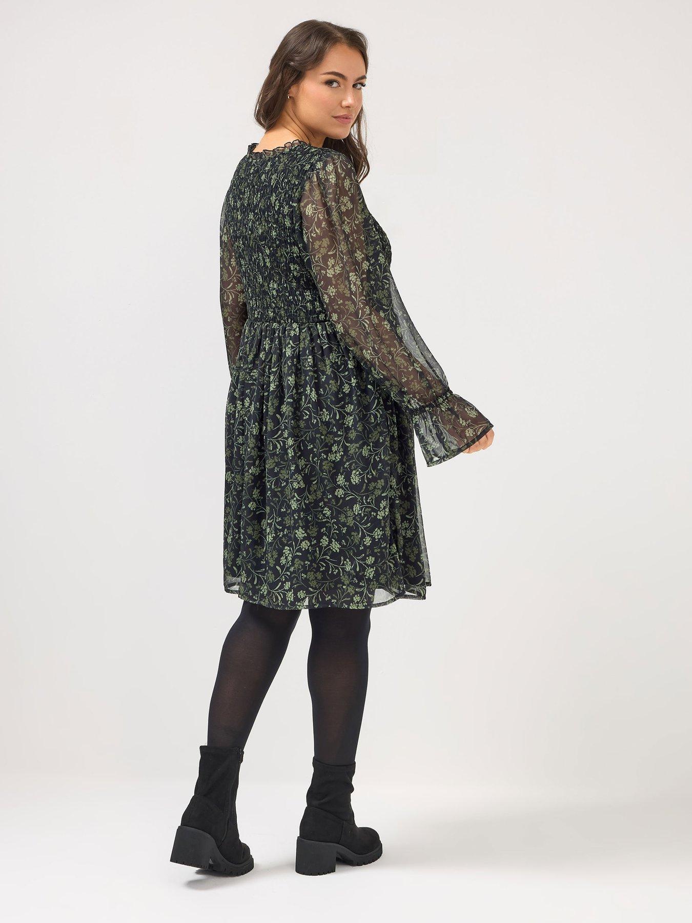 stillFront image of yours-curve-shirred-mini-dress-black