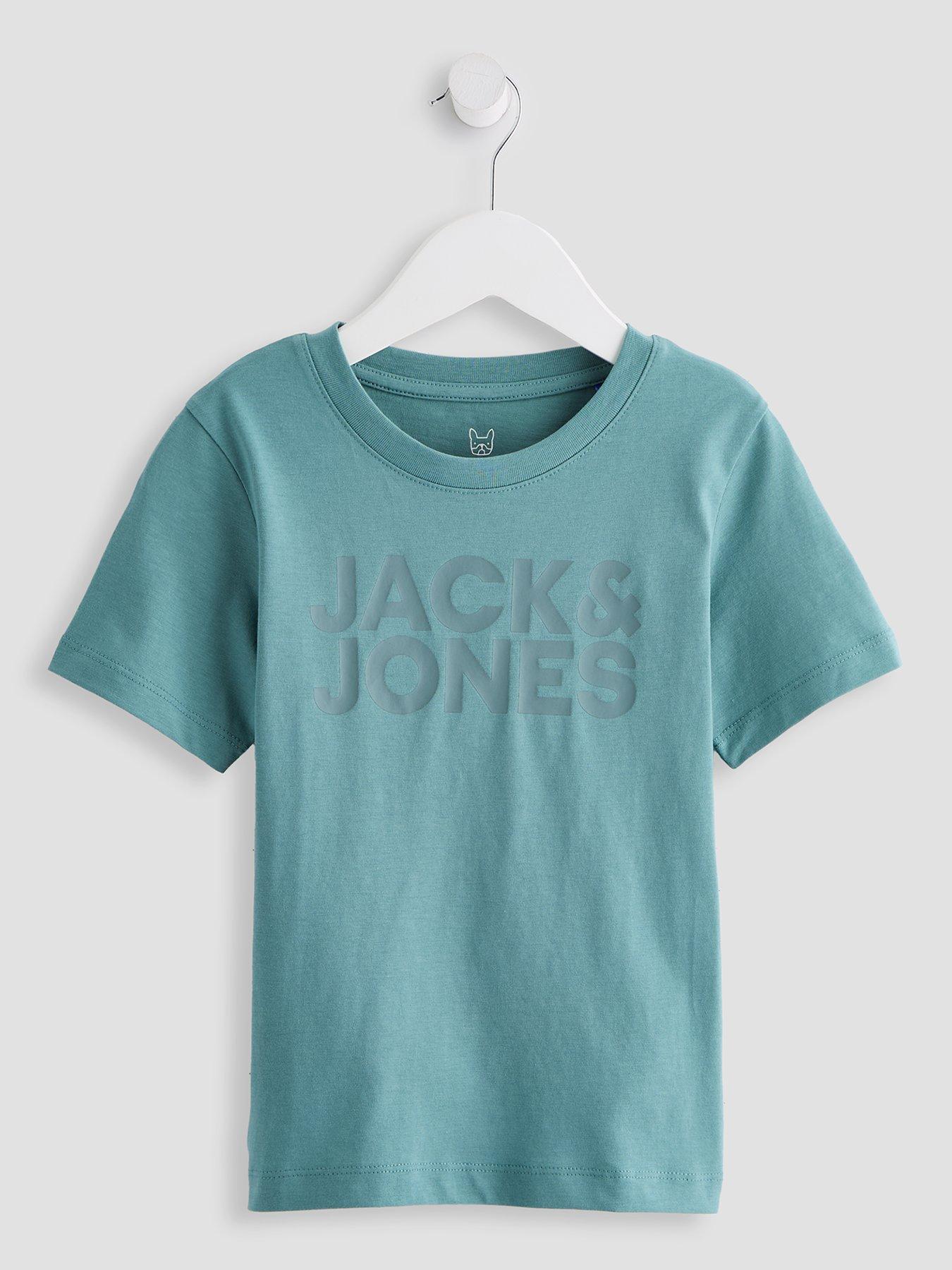 Jack & Jones Mini Younger Boys Corp Logo Short Sleeve T-Shirt - Mineral Blue