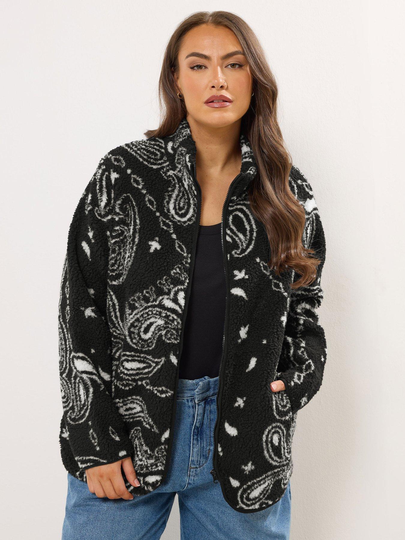 Yours Curve Borg Zip Through Fleece - Black