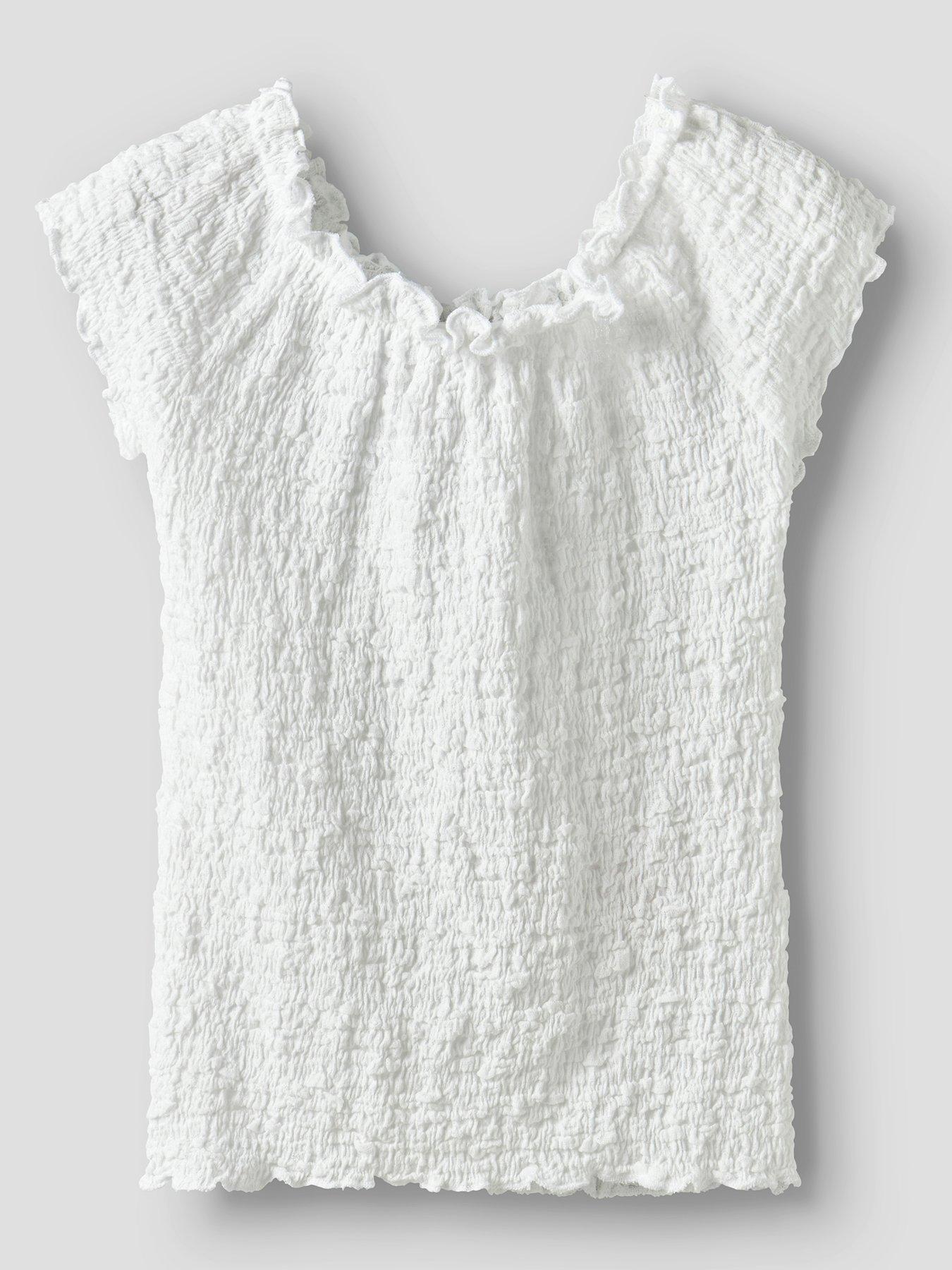 Image 2 of 5 of Name It Girls Crinkle Bardot Top - White