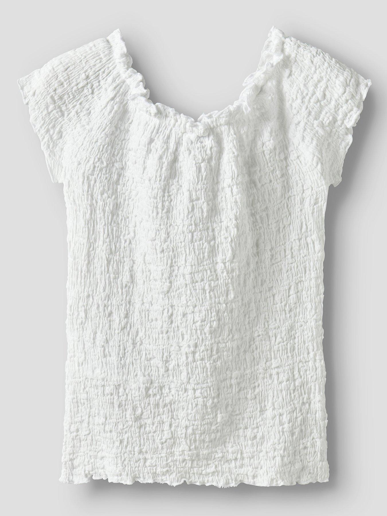 Image 3 of 5 of Name It Girls Crinkle Bardot Top - White