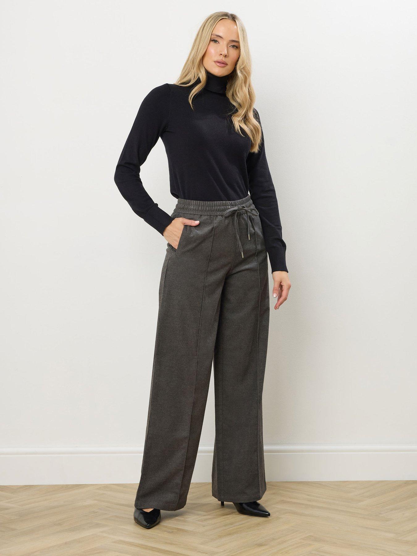  image of long-tall-sally-pintuck-trouser-34-grey