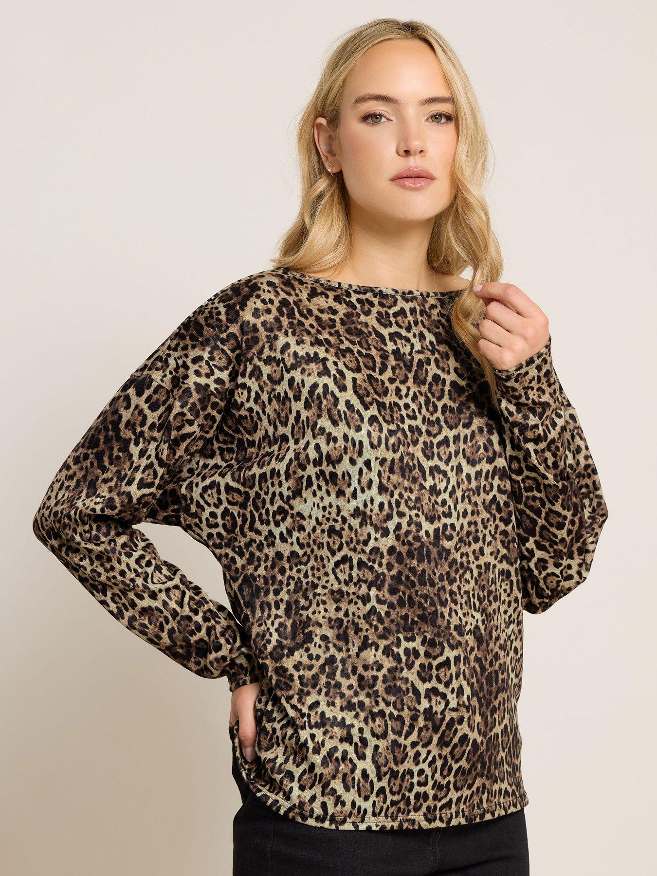  image of long-tall-sally-animal-print-batwing-top-brown