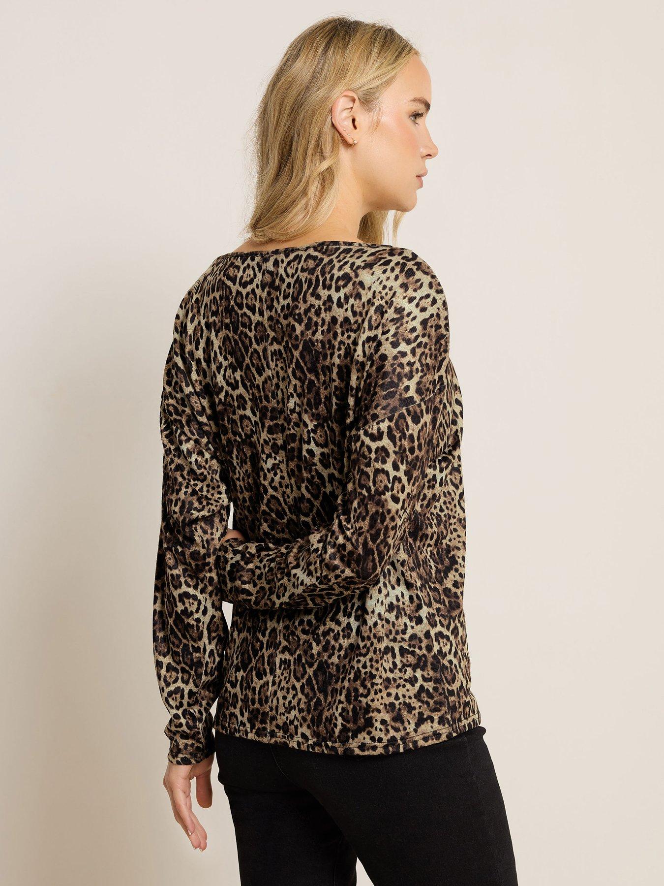  image of long-tall-sally-animal-print-batwing-top-brown