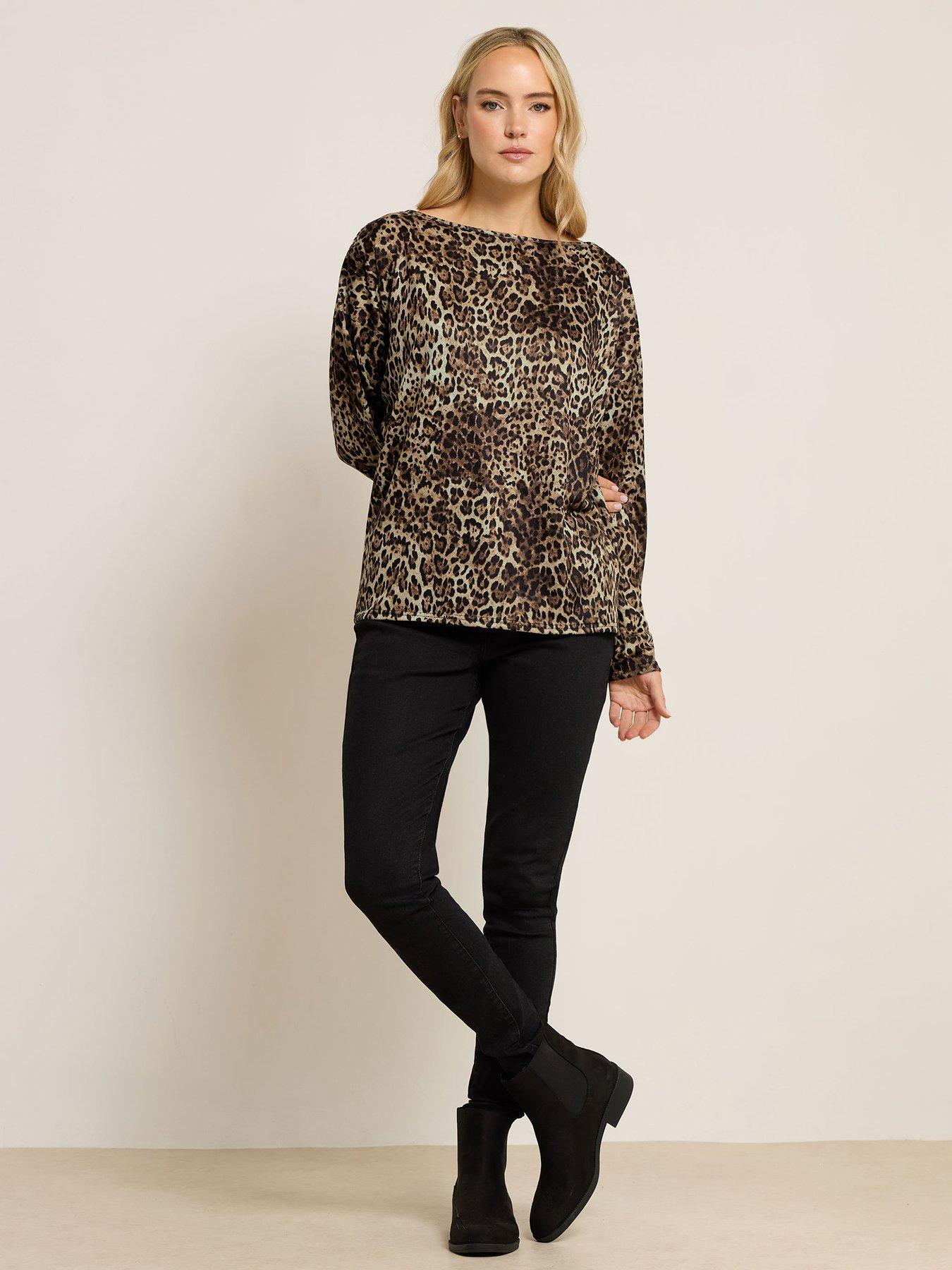  image of long-tall-sally-animal-print-batwing-top-brown