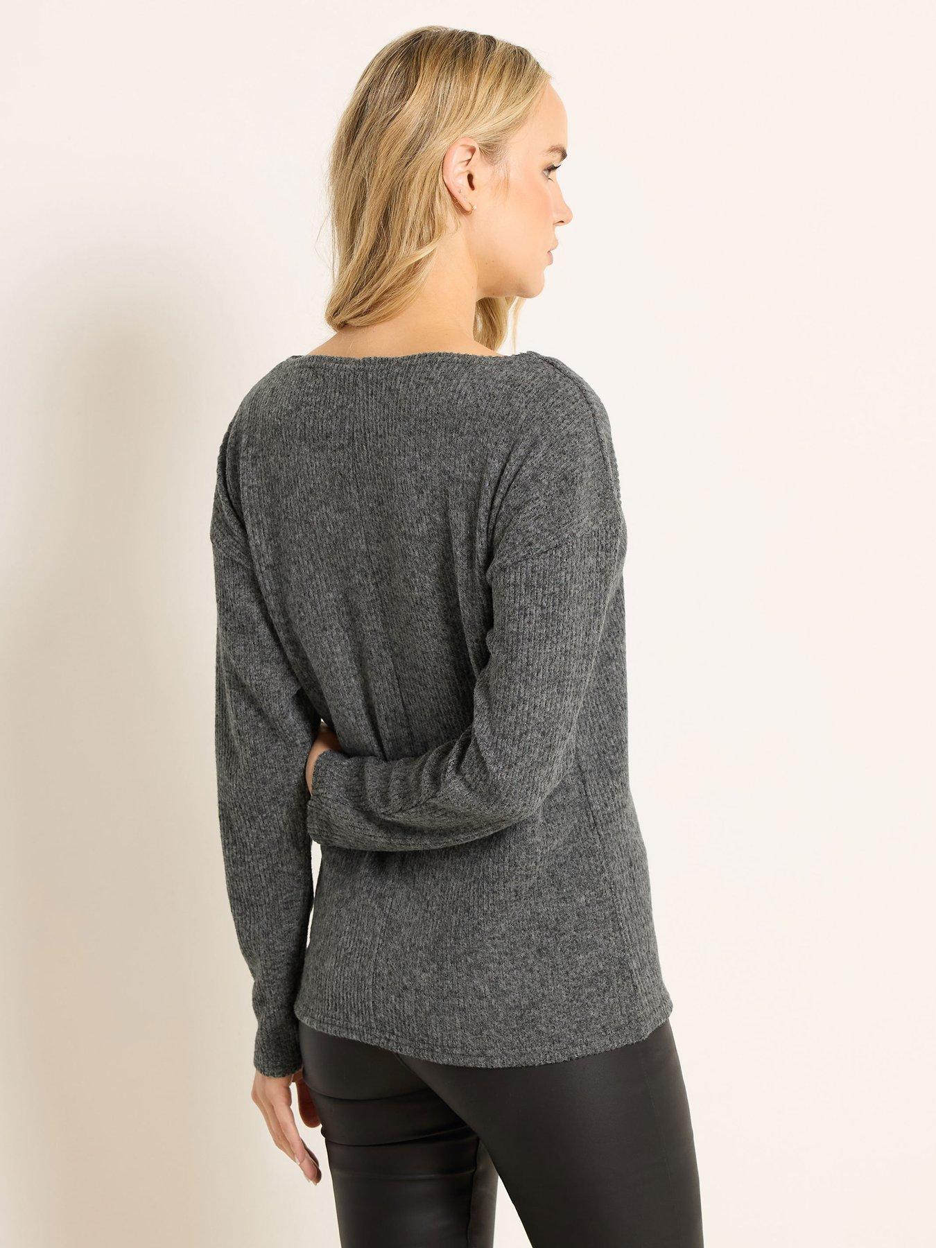 stillFront image of long-tall-sally-rib-batwing-top-grey