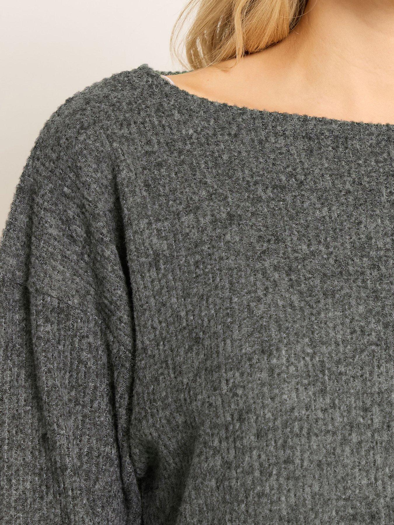  image of long-tall-sally-rib-batwing-top-grey