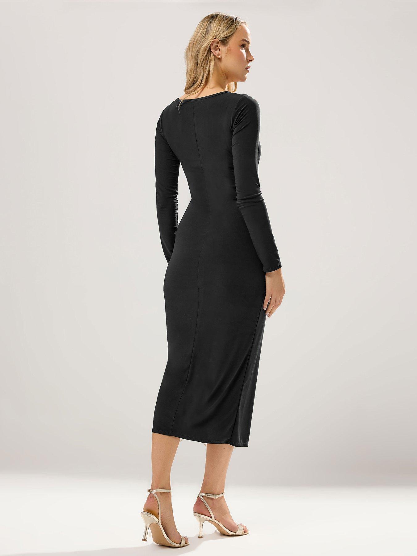 Image 2 of 5 of Long Tall Sally Long Sleeve Buckle Midi Dress - Black