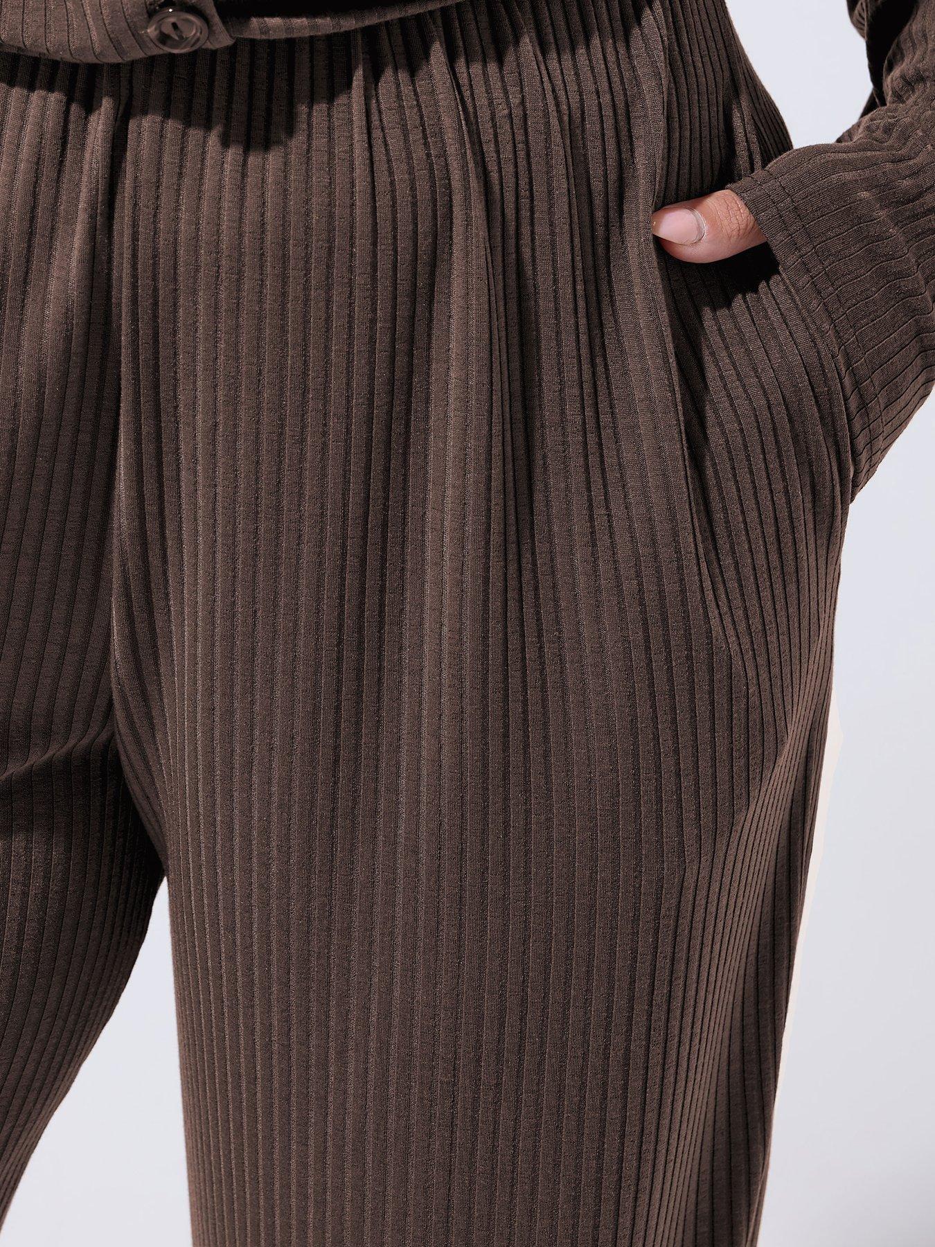  image of yours-curve-wide-leg-lounge-trouser-brown