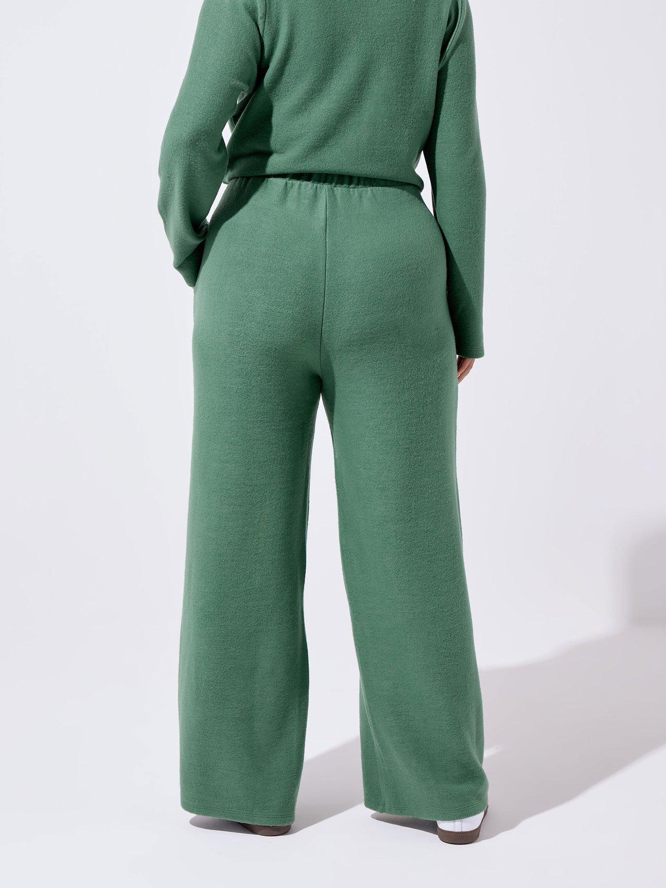 Image 2 of 4 of Yours Curve Wide Leg Lounge Trouser - Green
