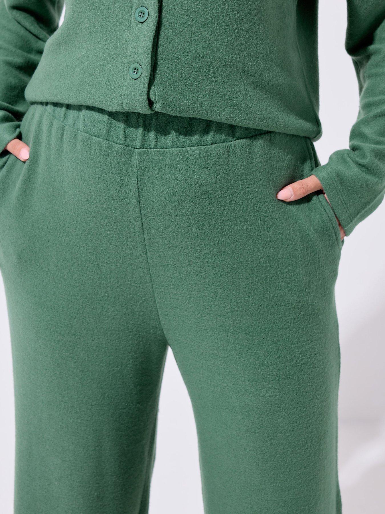 Image 4 of 4 of Yours Curve Wide Leg Lounge Trouser - Green